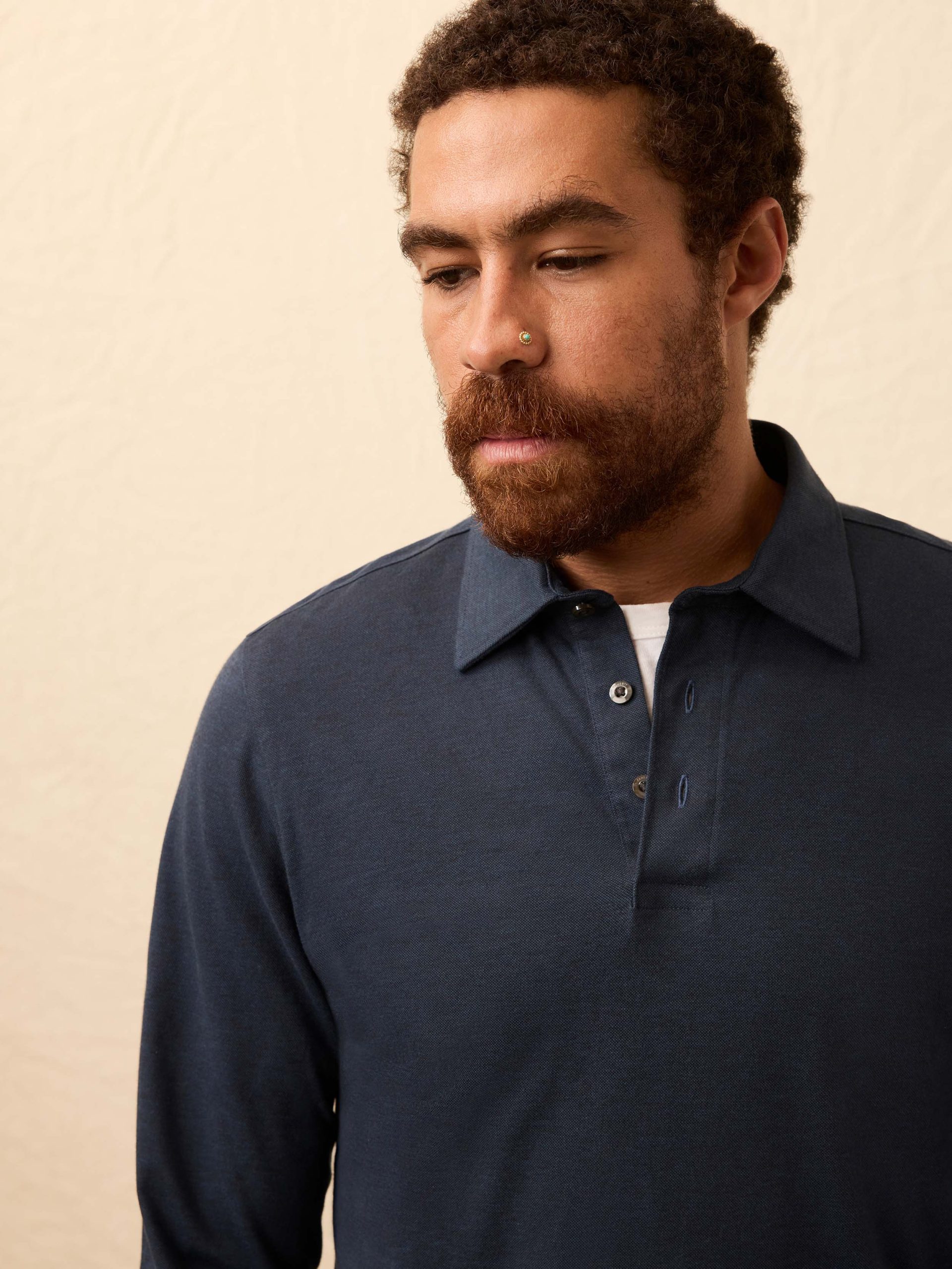 Long-Sleeve Movement? Pique Polo - Harbor Night Heather - Image 3
