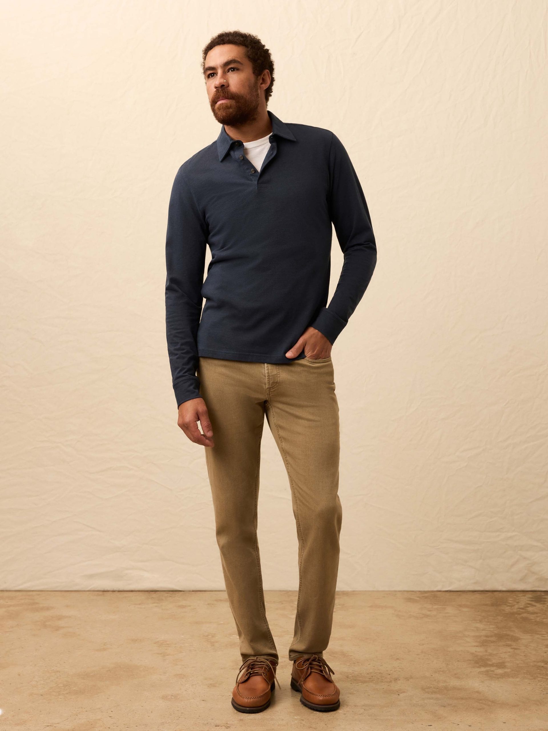 Long-Sleeve Movement? Pique Polo - Harbor Night Heather - Image 5
