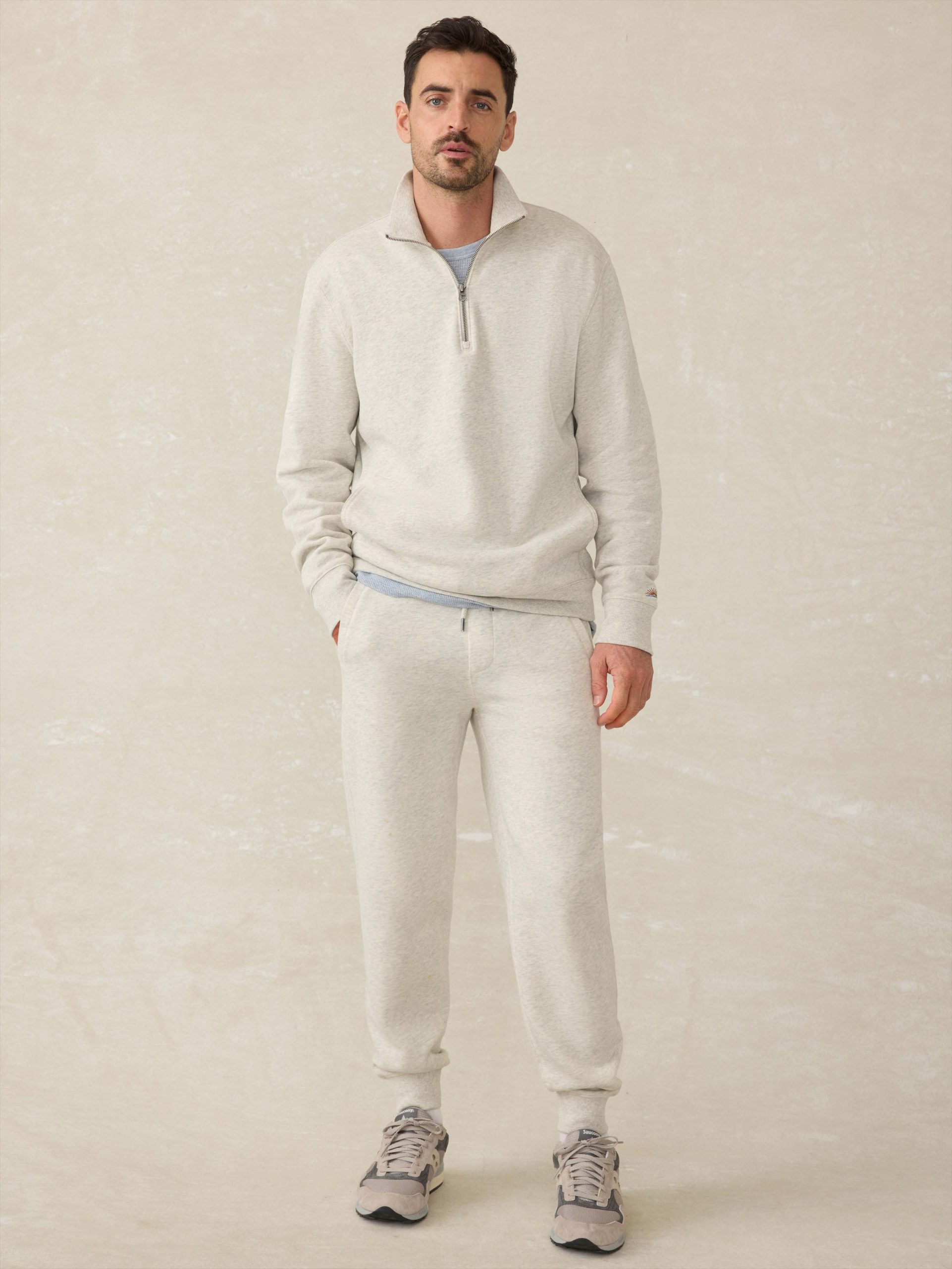 High Standard Fleece Quarter Zip - Antique Ivory Heather - Image 4