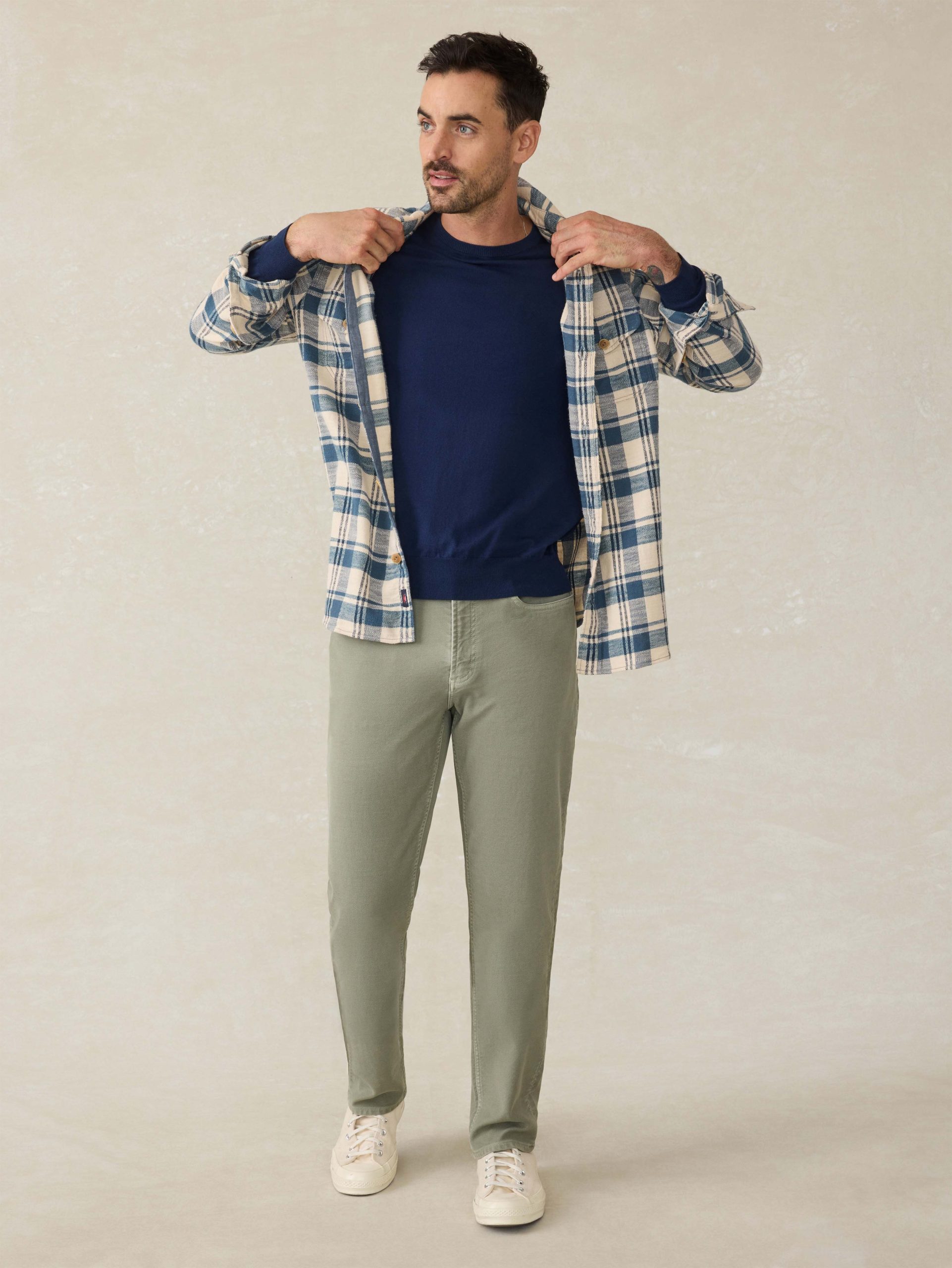 Stretch Terry 5-Pocket Pant - Faded Olive - Image 5