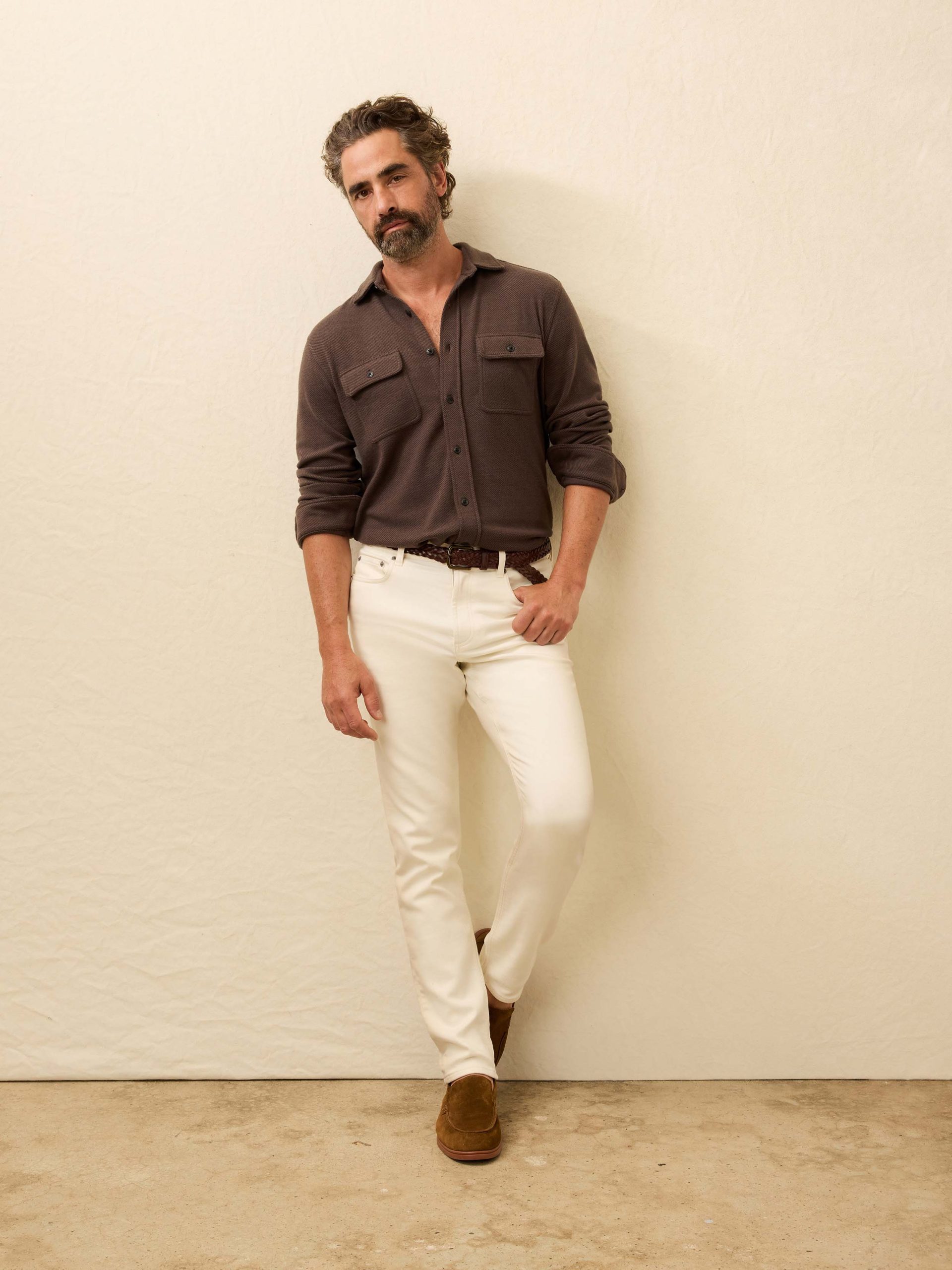 Stretch Terry 5-Pocket Pant - Egret - Image 2