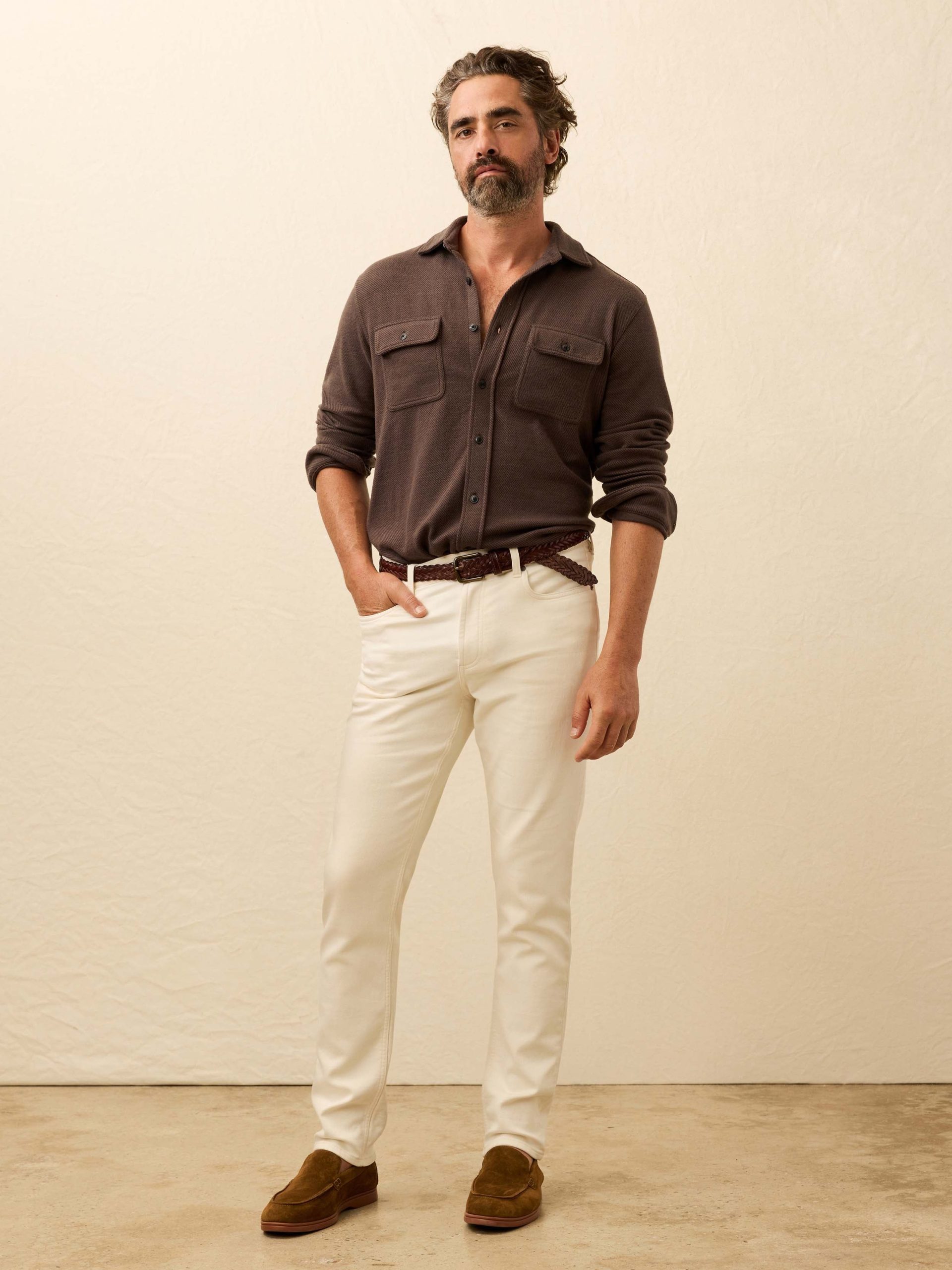 Stretch Terry 5-Pocket Pant - Egret - Image 4