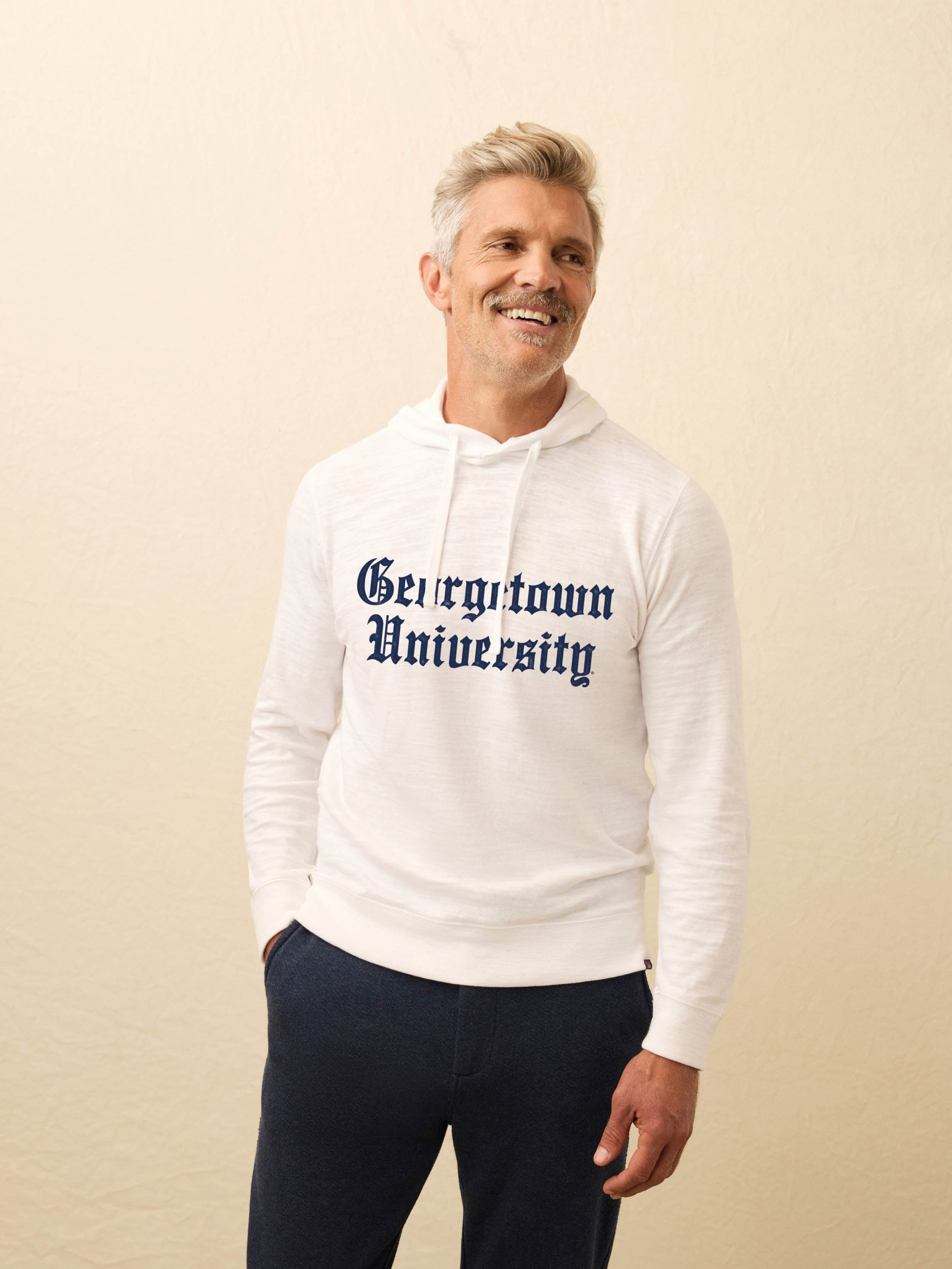 Georgetown Sunwashed Slub Hoodie - White - Image 3