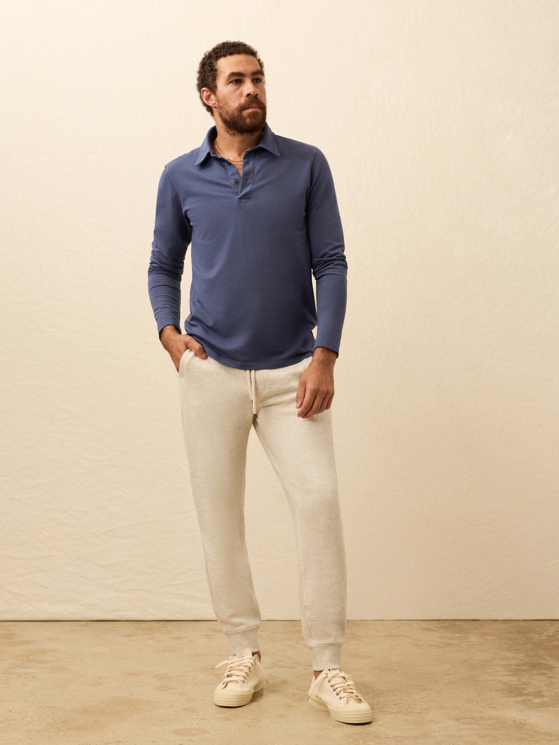 Long-Sleeve Field Knit Polo - Blue Nights - Image 4