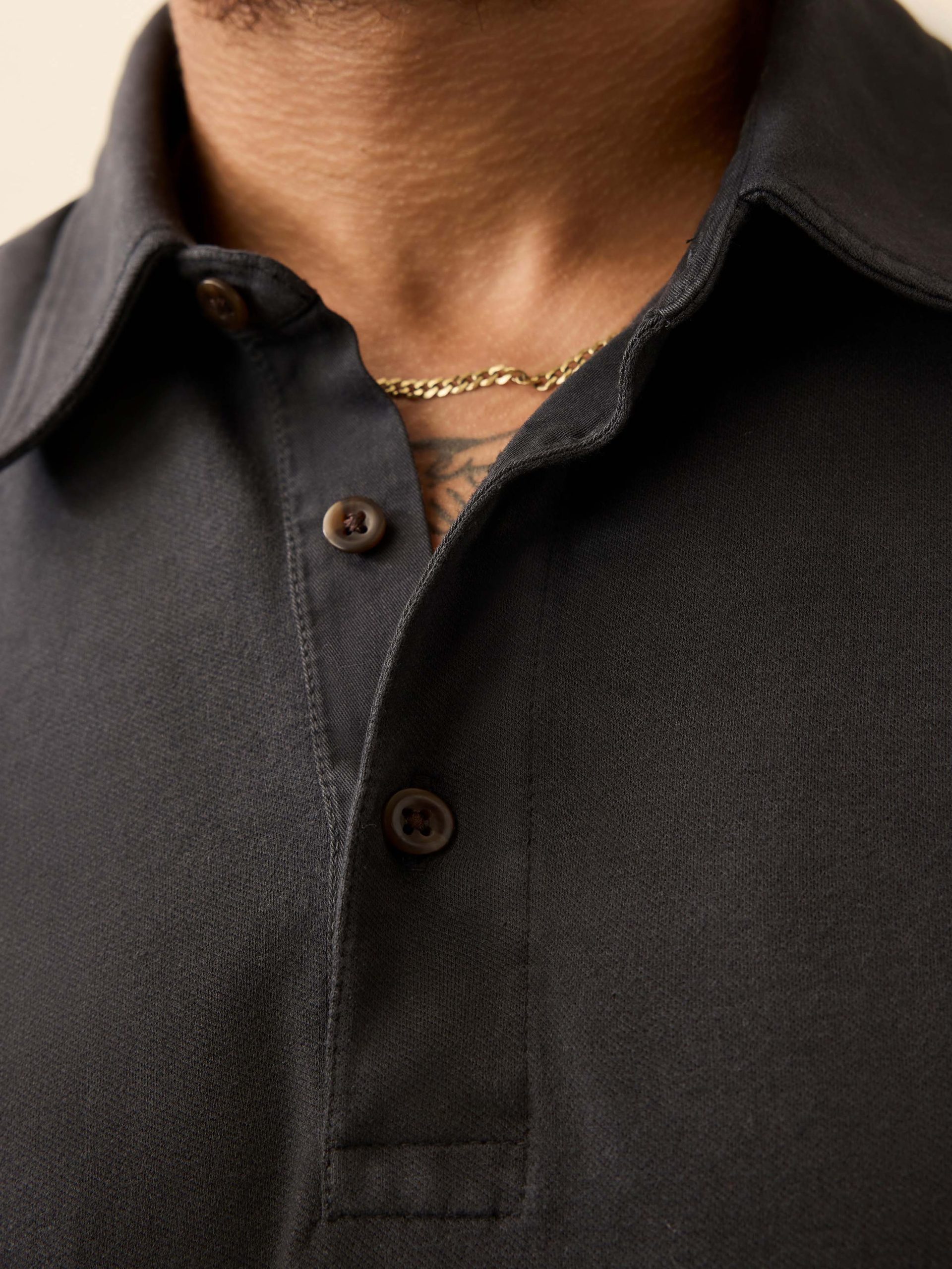 Long-Sleeve Field Knit Polo - Washed Charcoal - Image 3