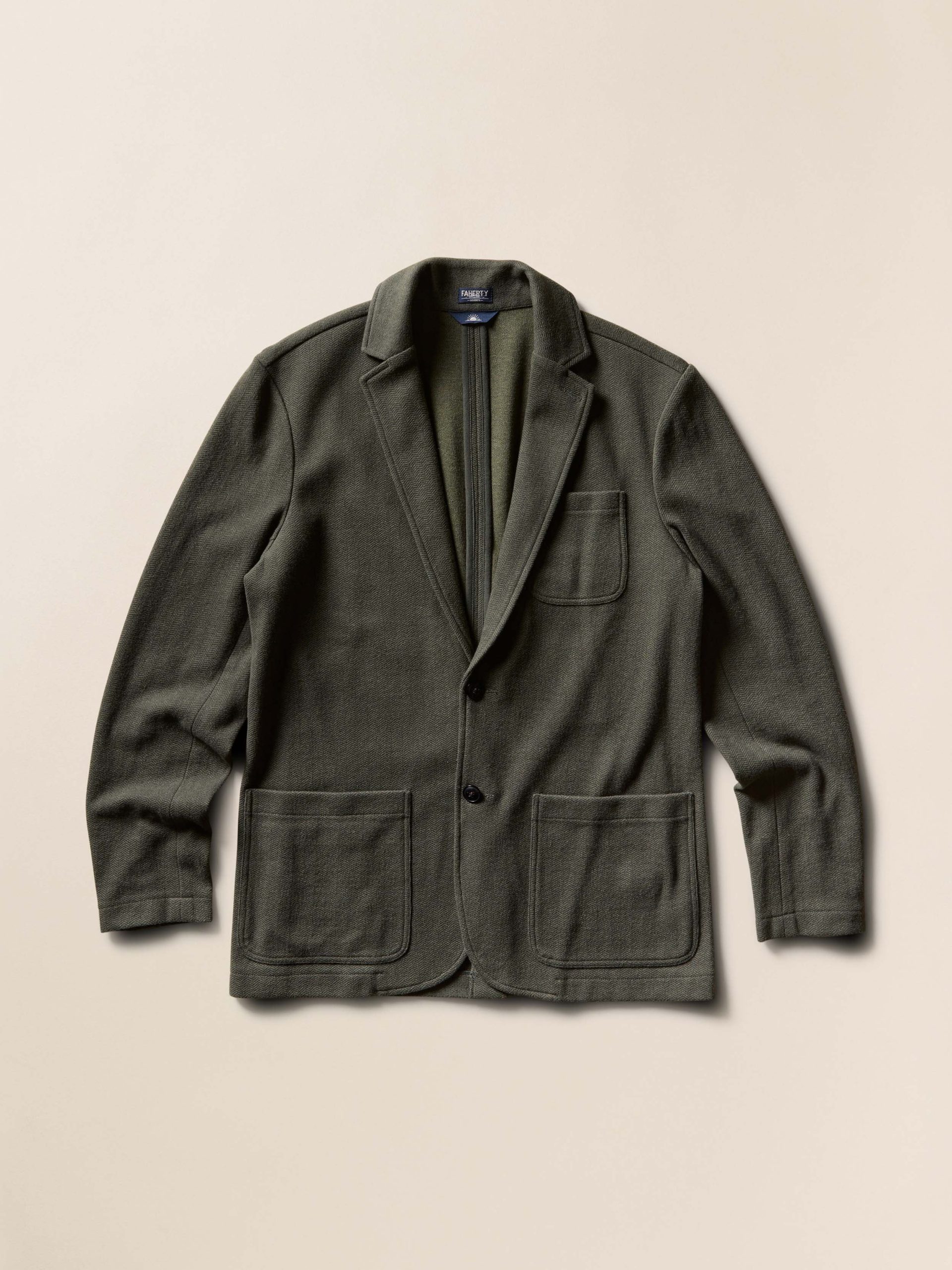 Inlet Knit Tweed Blazer - Olive Lake Herringbone - Image 4