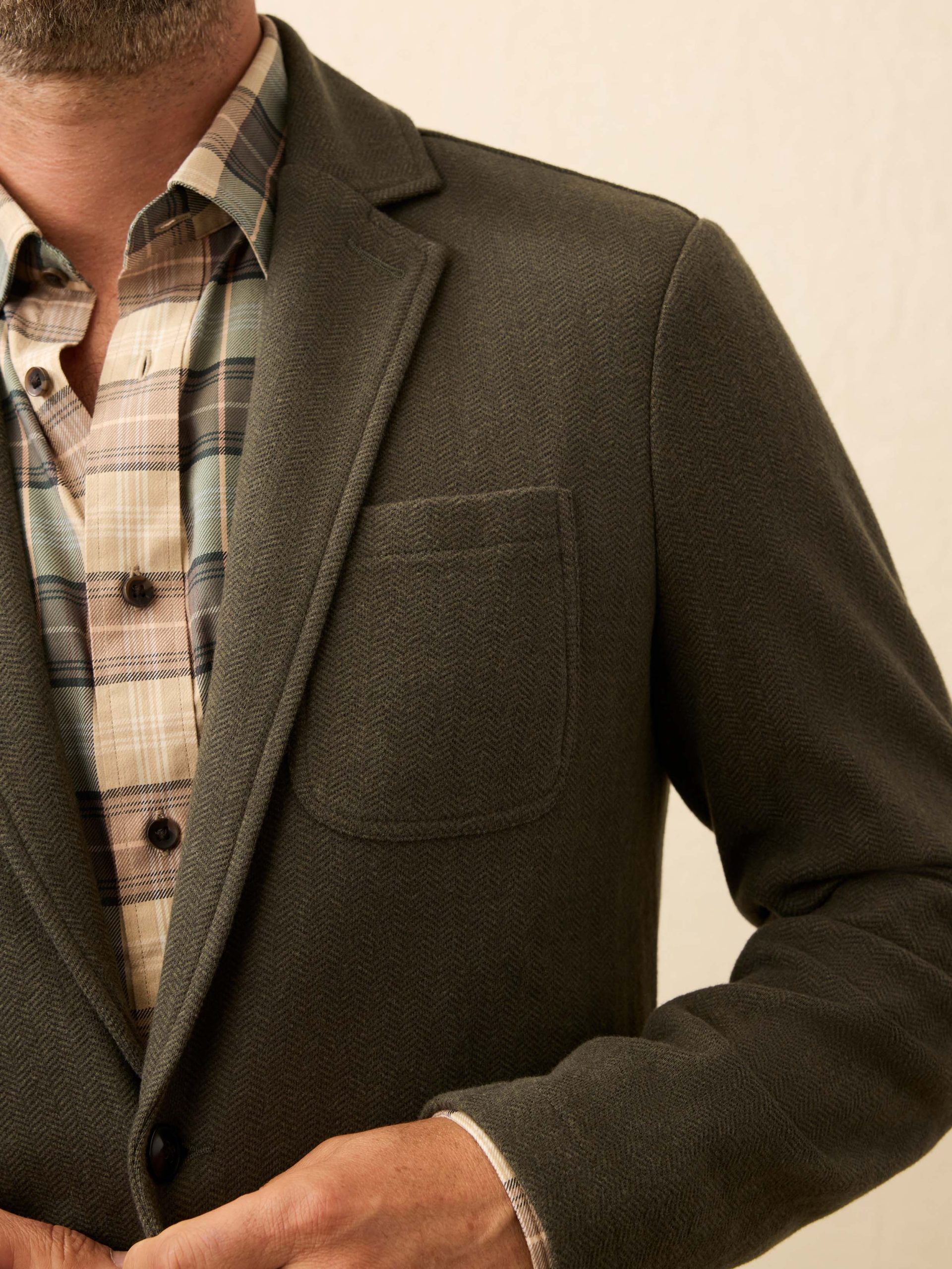 Inlet Knit Tweed Blazer - Olive Lake Herringbone - Image 2