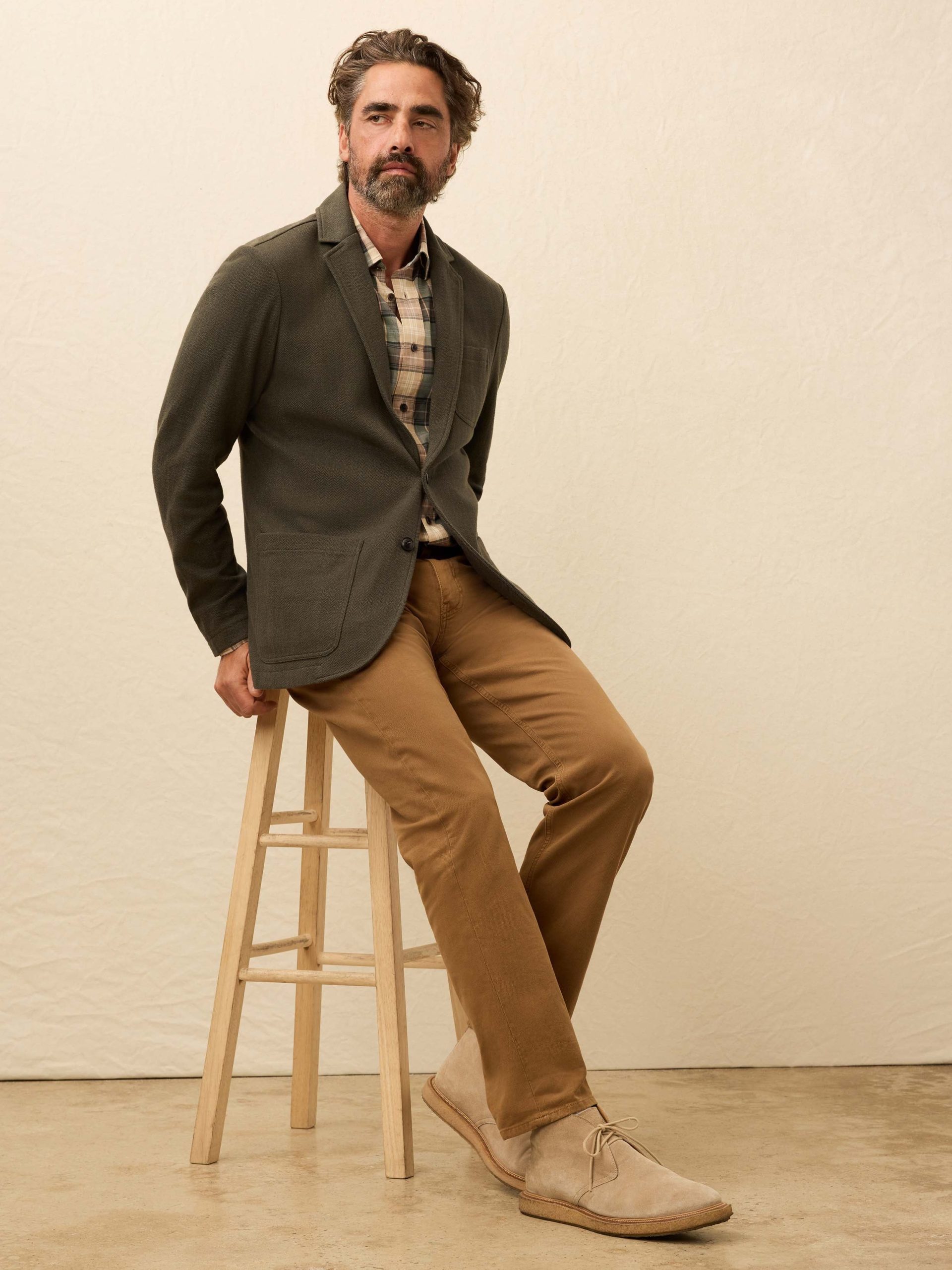 Inlet Knit Tweed Blazer - Olive Lake Herringbone