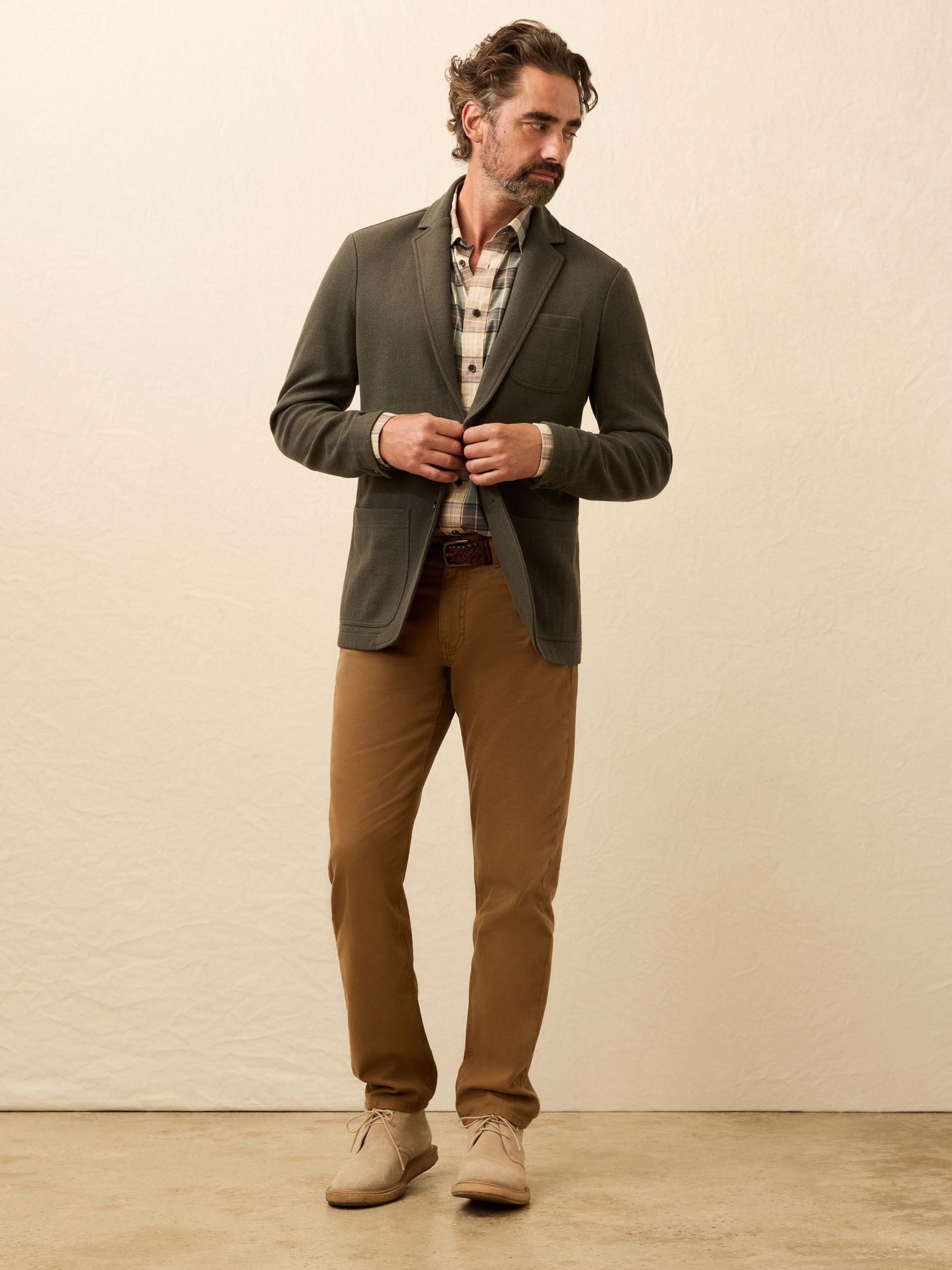 Inlet Knit Tweed Blazer - Olive Lake Herringbone - Image 3