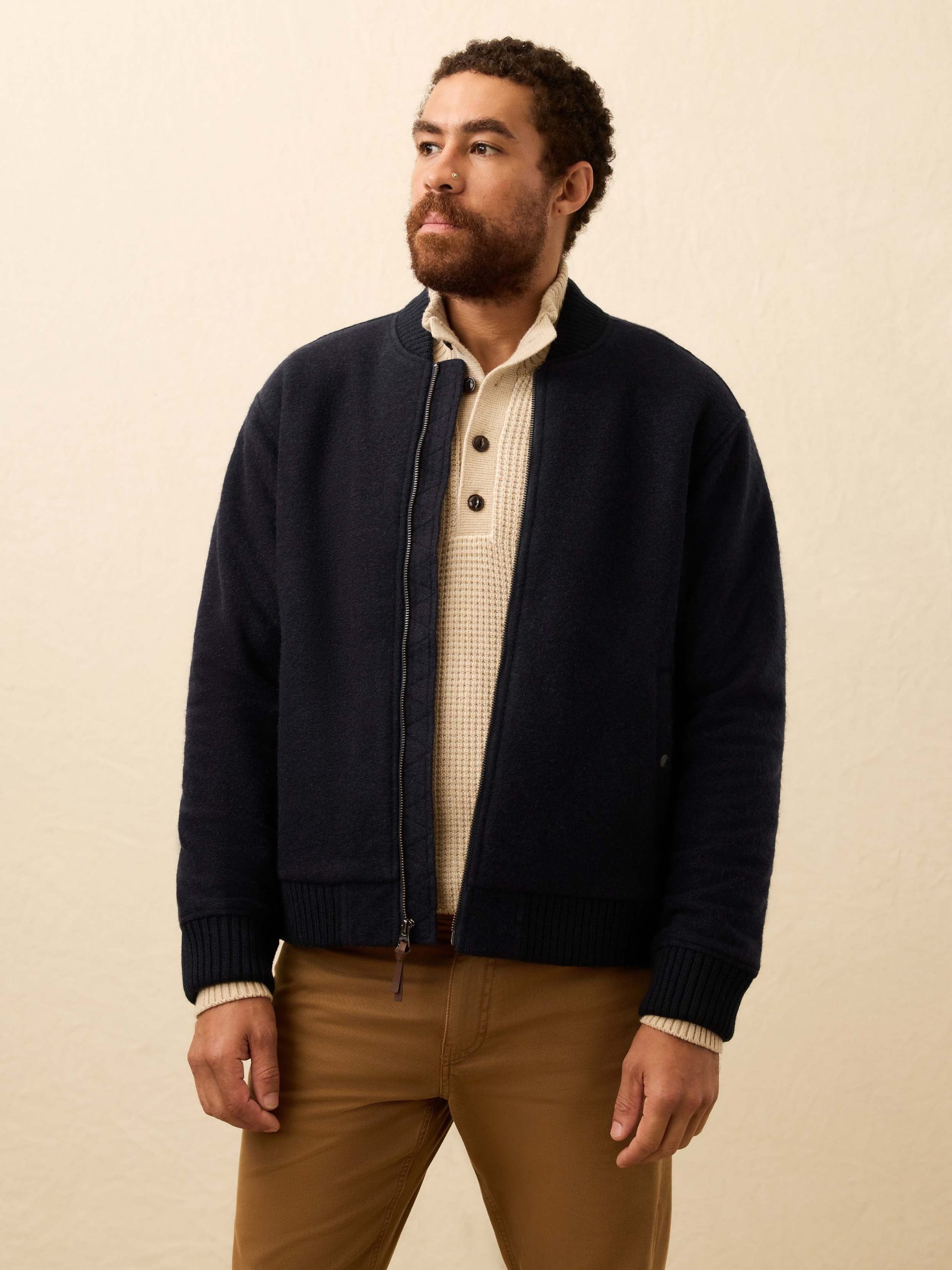 Range Fleece Lined Bomber - Navy Shadow Twill - Image 4