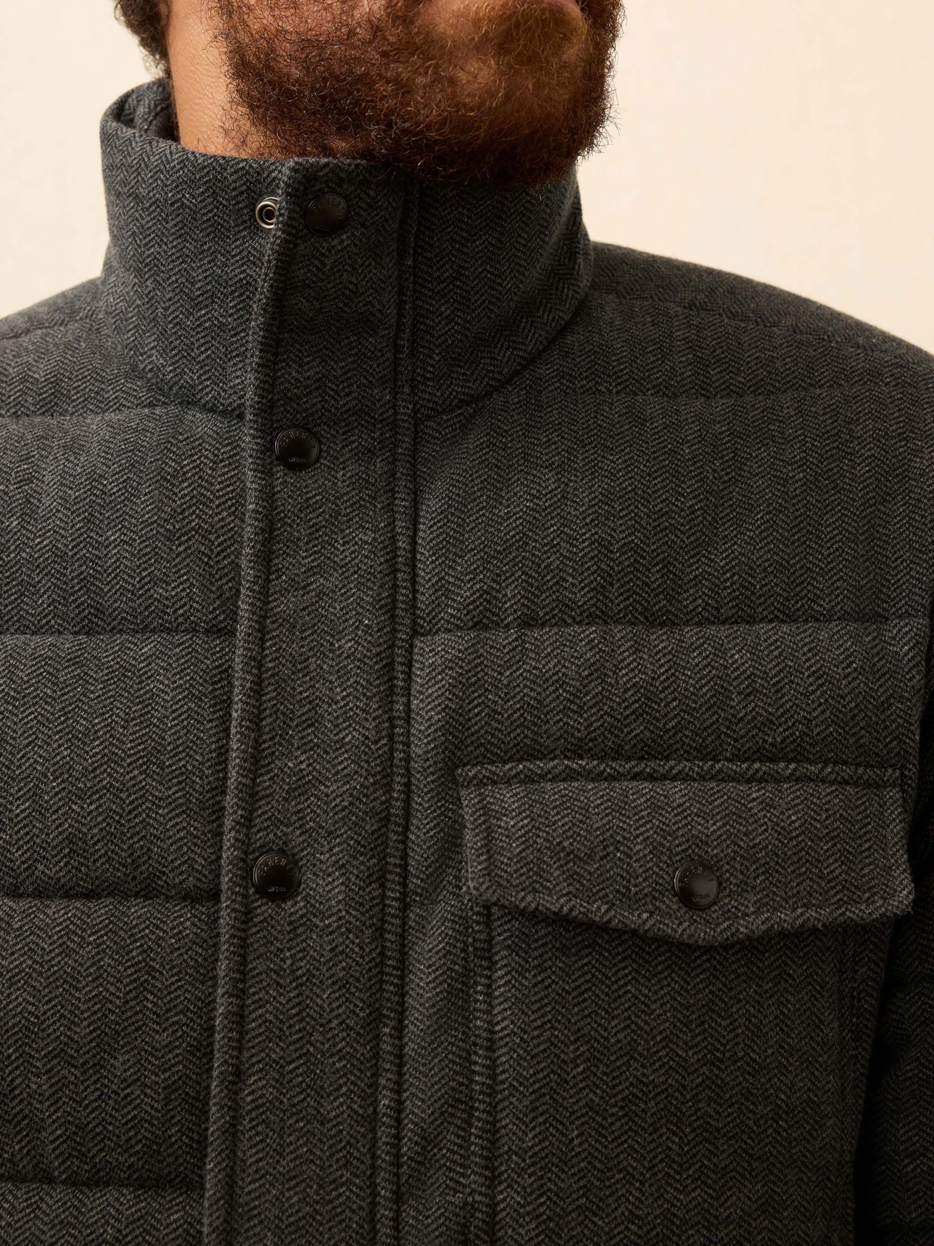 Teton Valley Deck Jacket - Dark Steel Charcoal Herringbone - Image 4