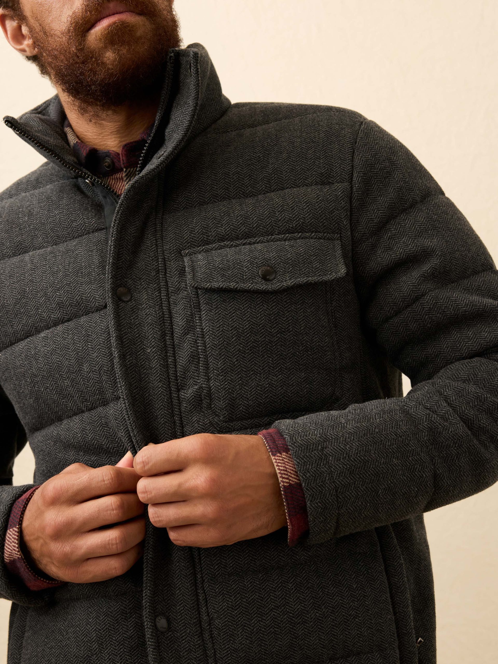 Teton Valley Deck Jacket - Dark Steel Charcoal Herringbone - Image 2