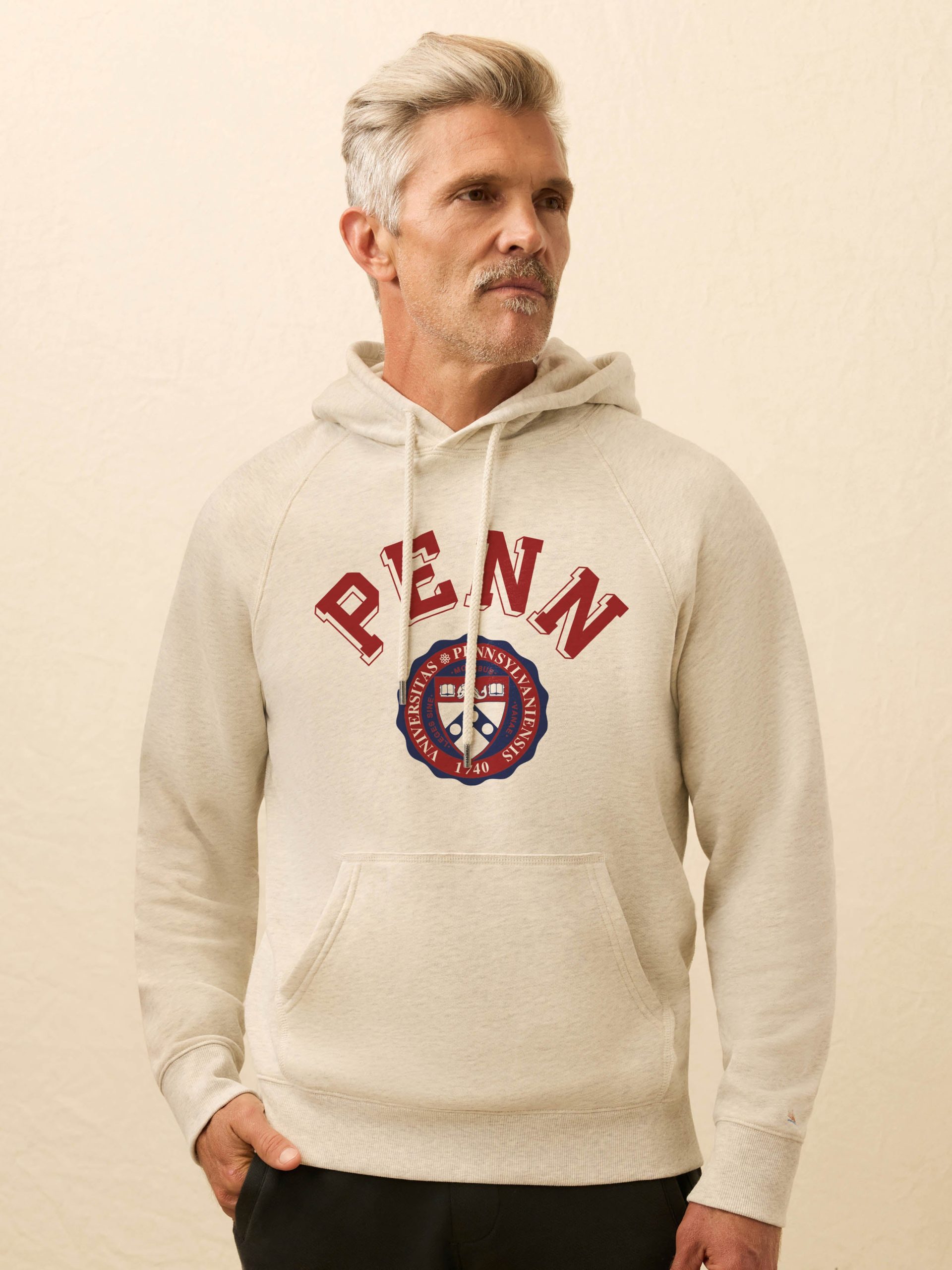 University of Pennsylvania High Standard Fleece Hoodie - Antique Ivory Heather - Image 3