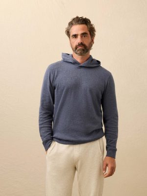 Aspen Lounge Cashmere Hoodie - Night Ocean Melange