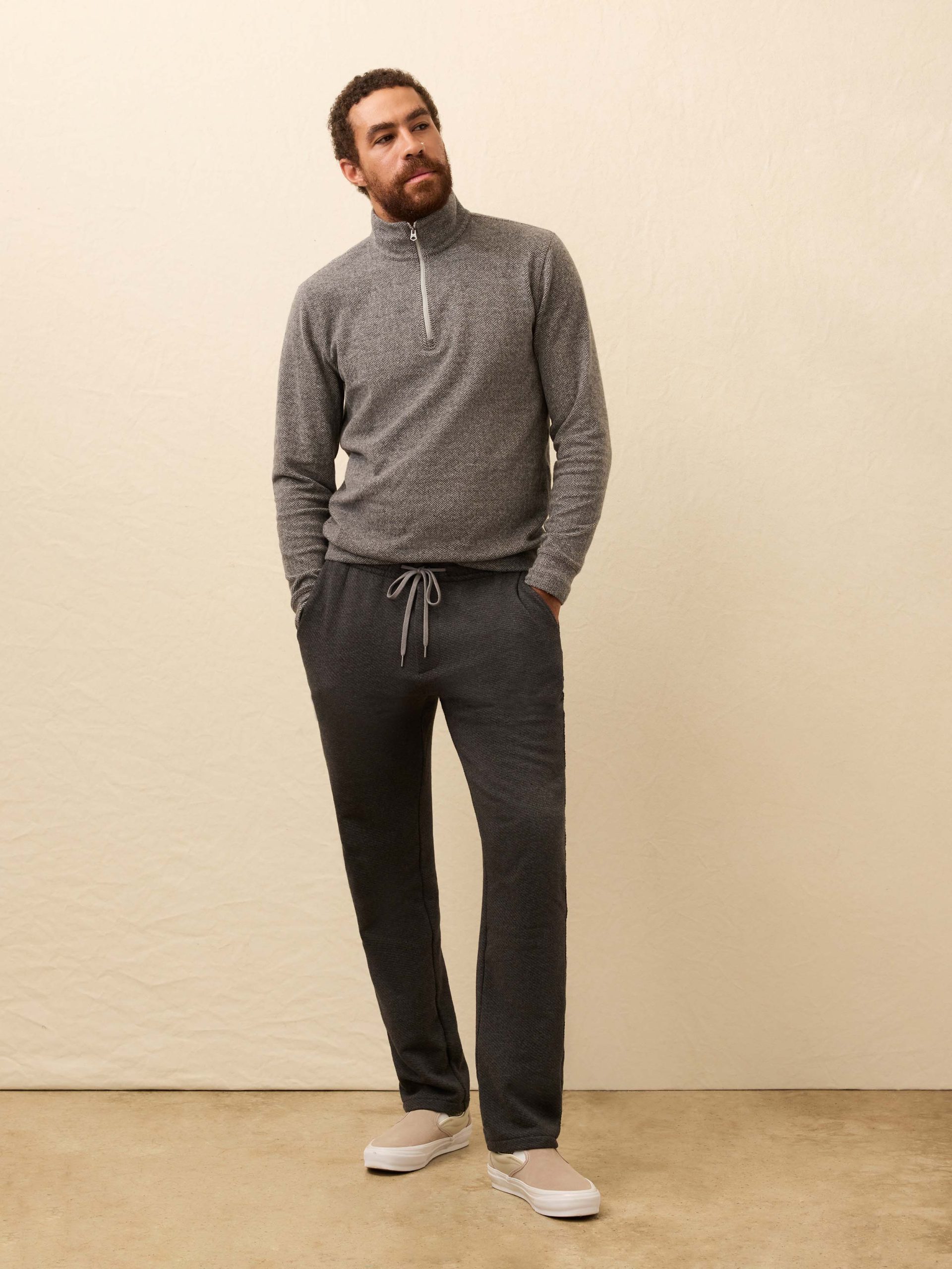 Legend? Sweater Quarter Zip - Alpine Grey Herringbone - Image 2