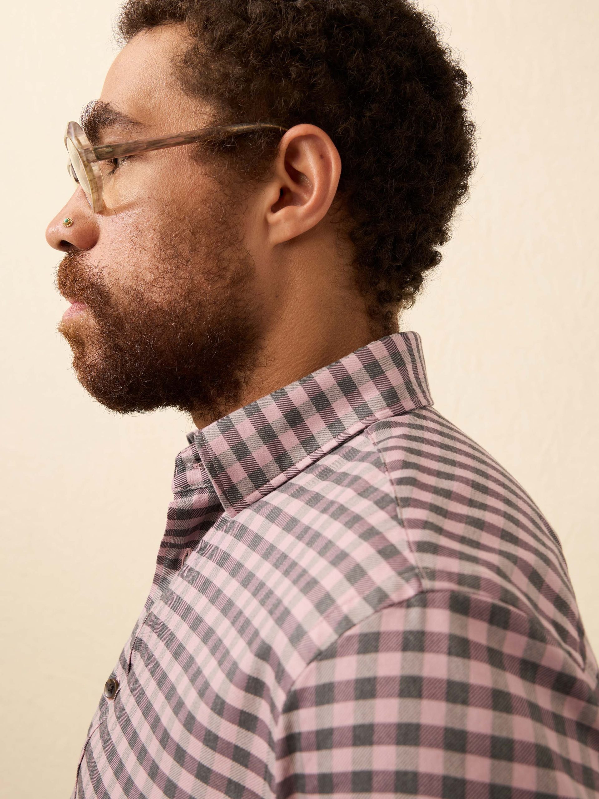 Soft Twill Movement? Shirt - Charcoal Plum Gingham - Image 4