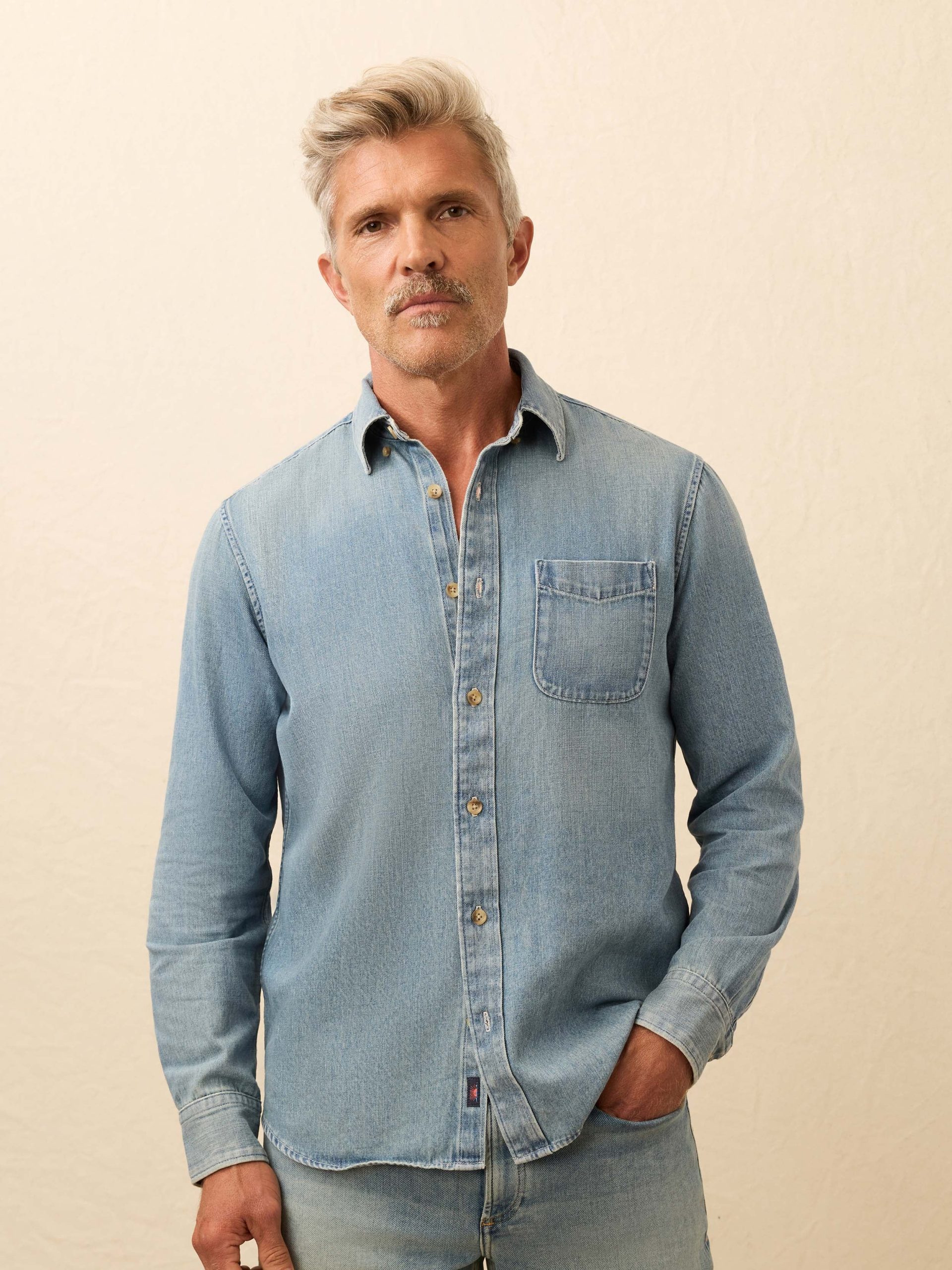 Organic Denim Button Down Shirt - Sea Isle Wash