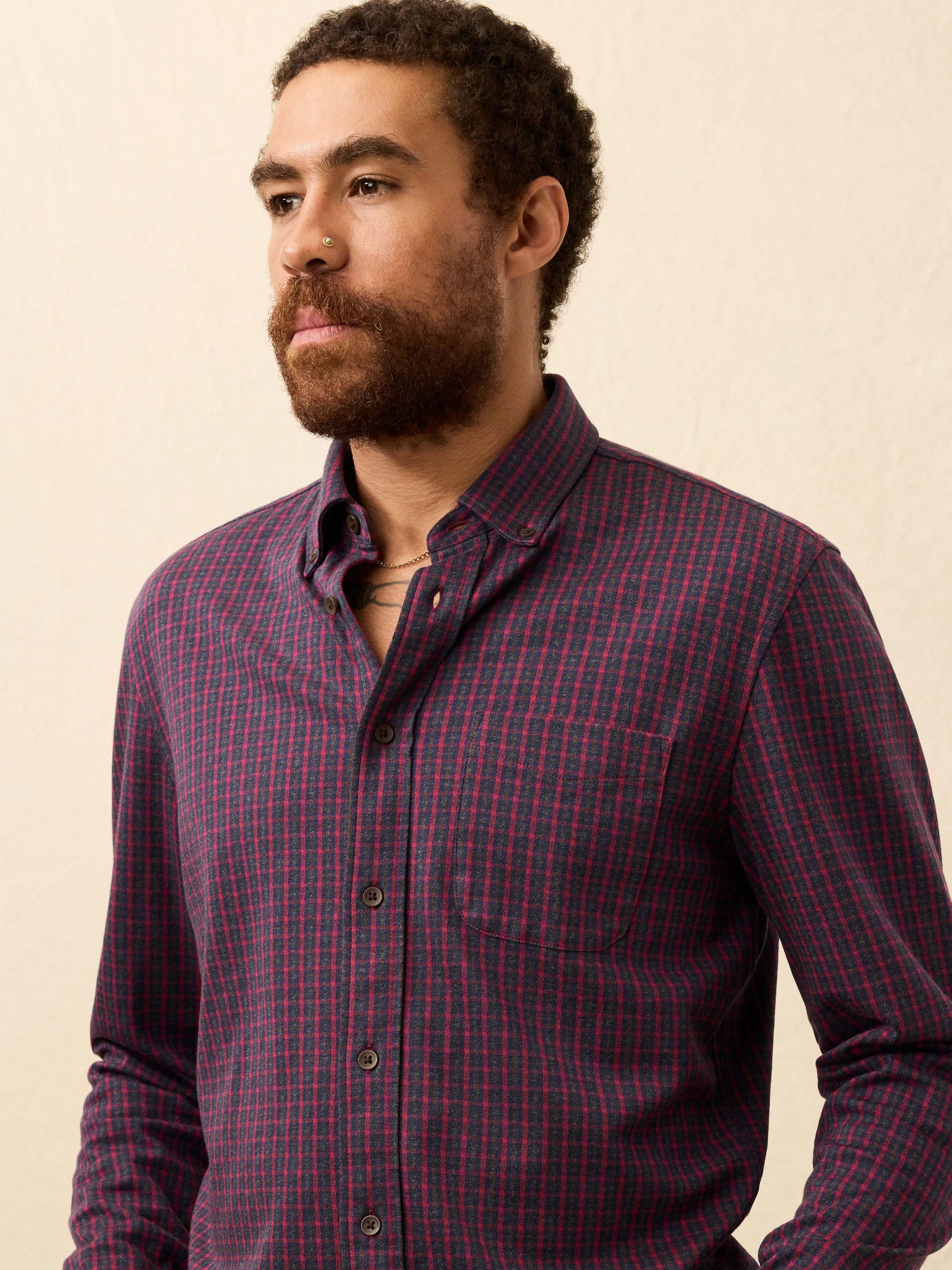 Coastline Knit Shirt - Red Dusk Check - Image 4