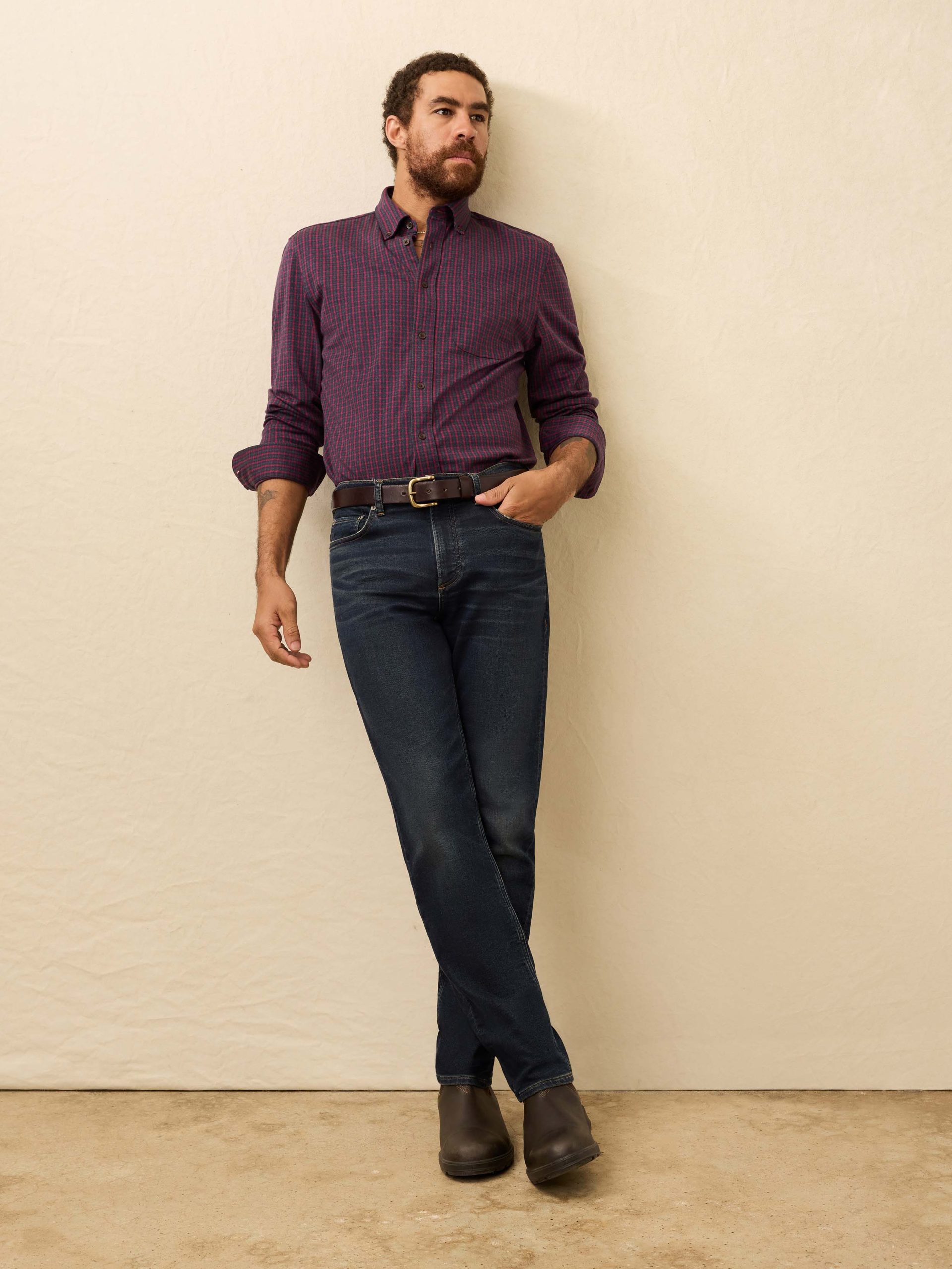 Coastline Knit Shirt - Red Dusk Check - Image 2
