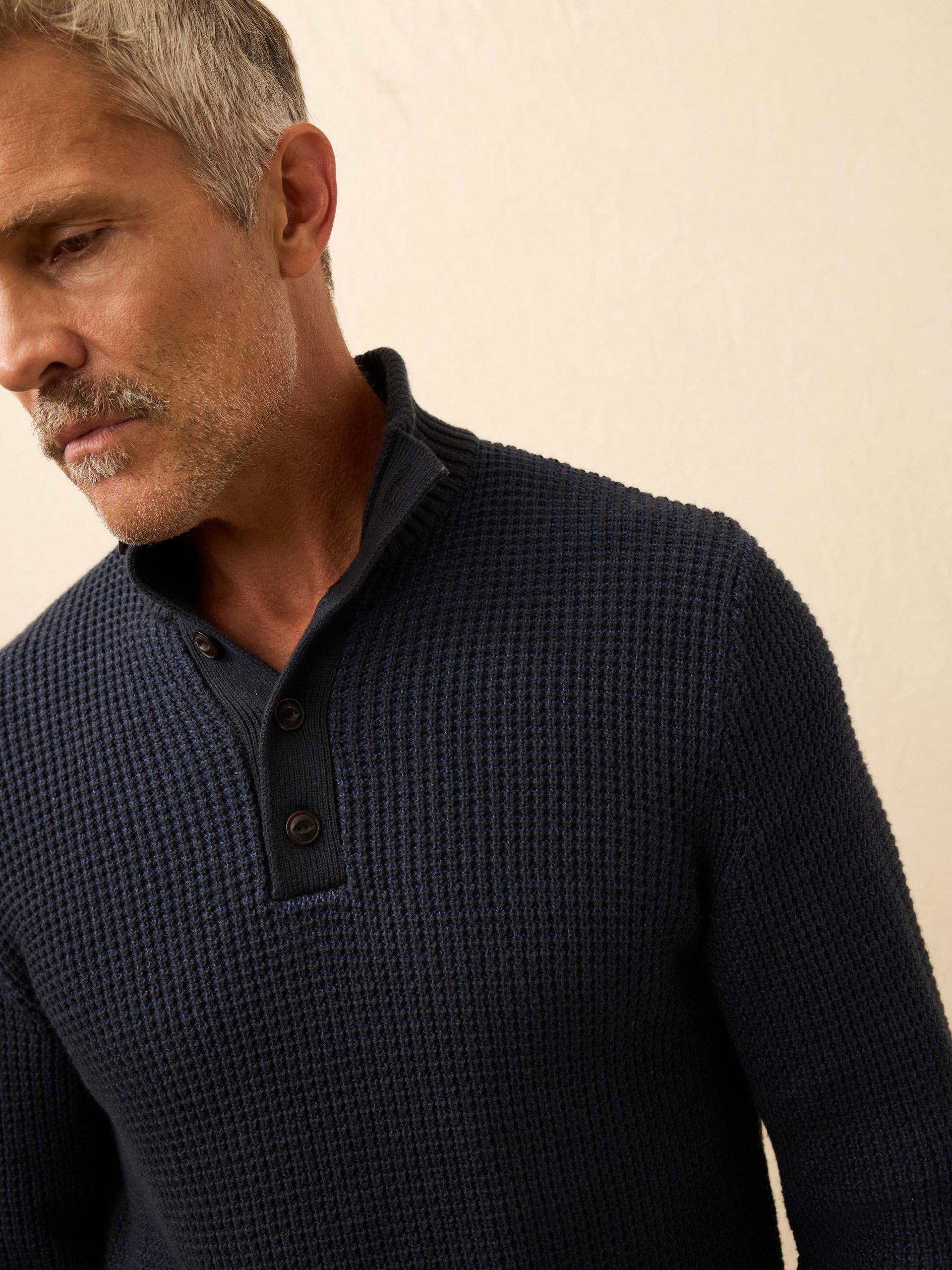 Quarter Button Sweater - Winter Navy - Image 3