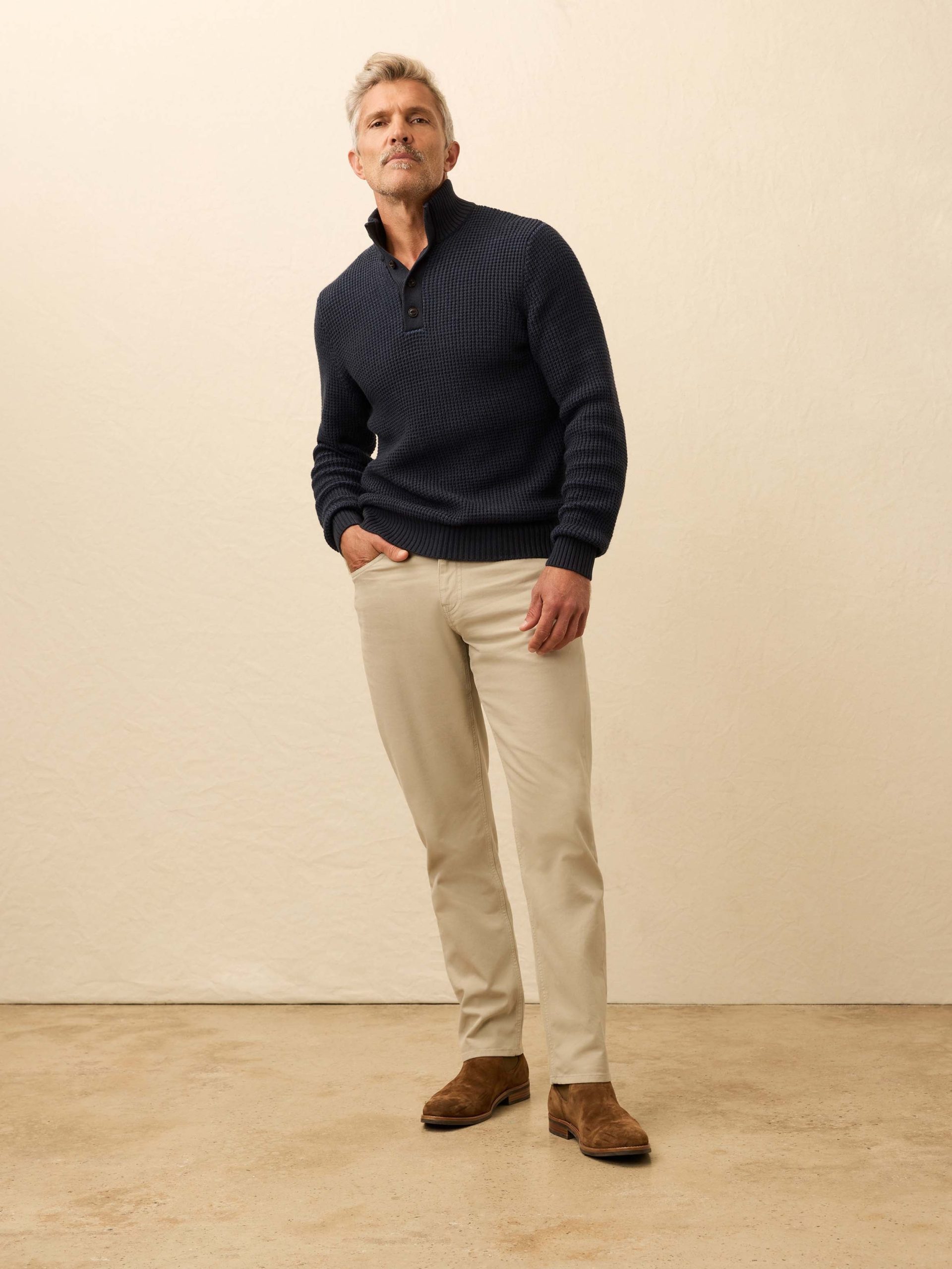 Quarter Button Sweater - Winter Navy - Image 2