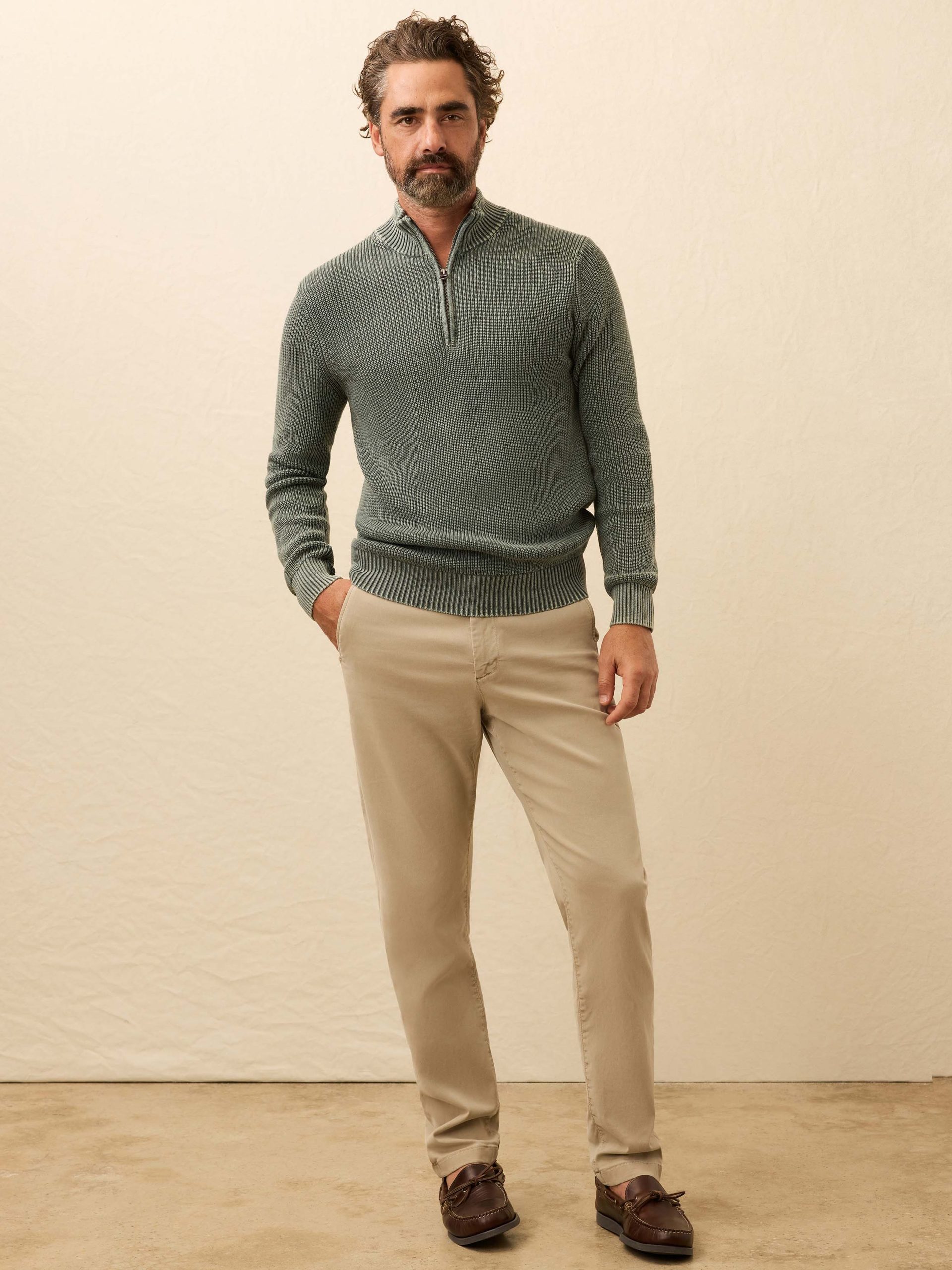 Sunwashed Quarter Zip Sweater - Mountain Olive - Image 3