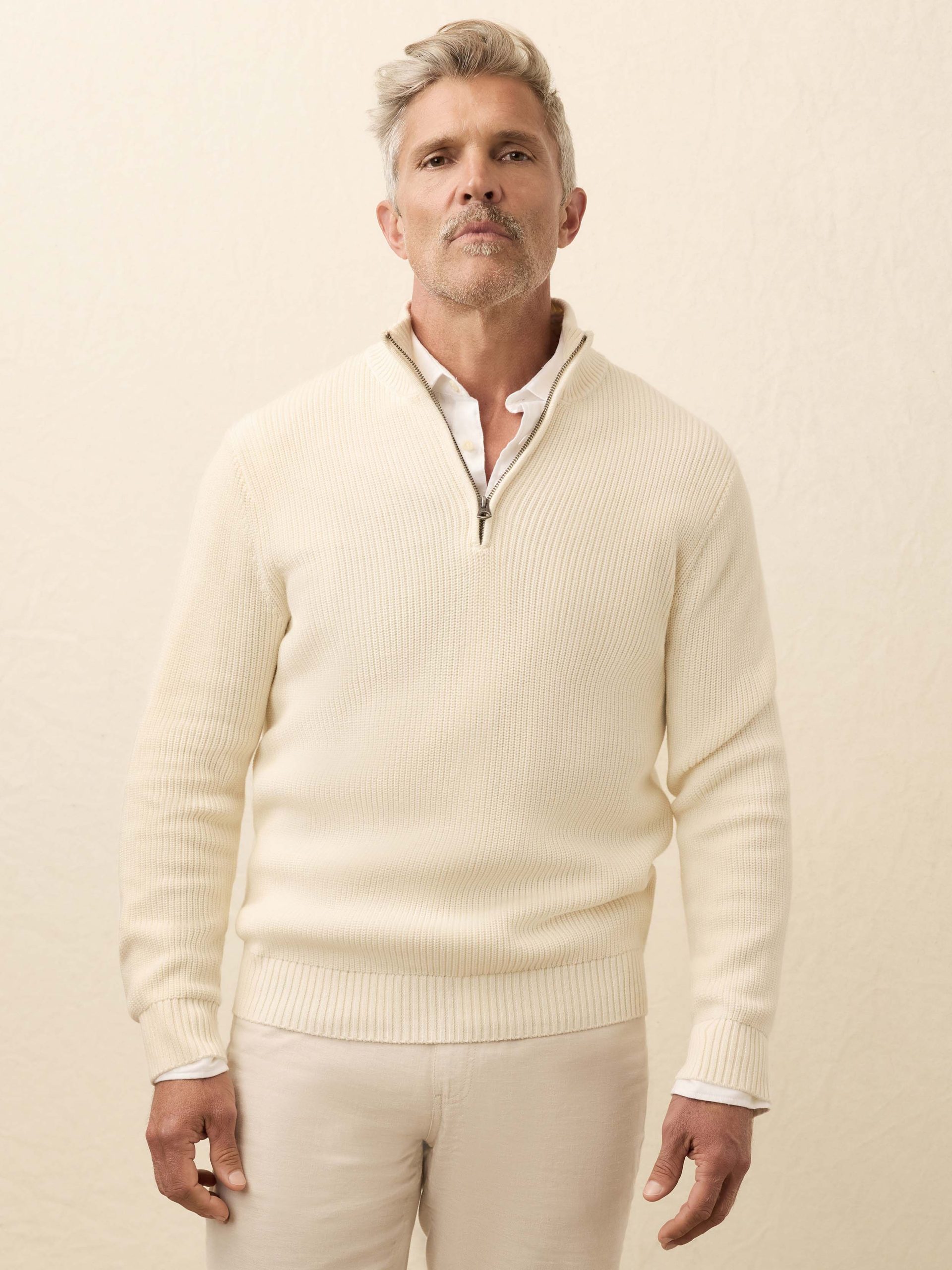 Sunwashed Quarter Zip Sweater - White Shell - Image 3
