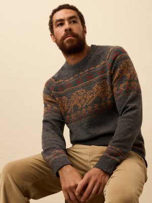Donegal Crewneck Sweater - Charcoal Coast Fairisle