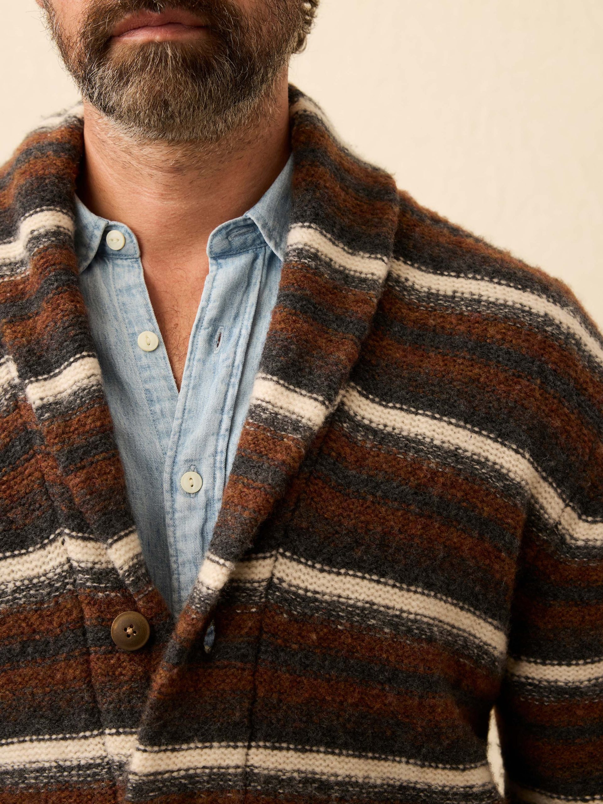 Striped Cardigan Sweater - Rocky Peak Stripe - Image 2