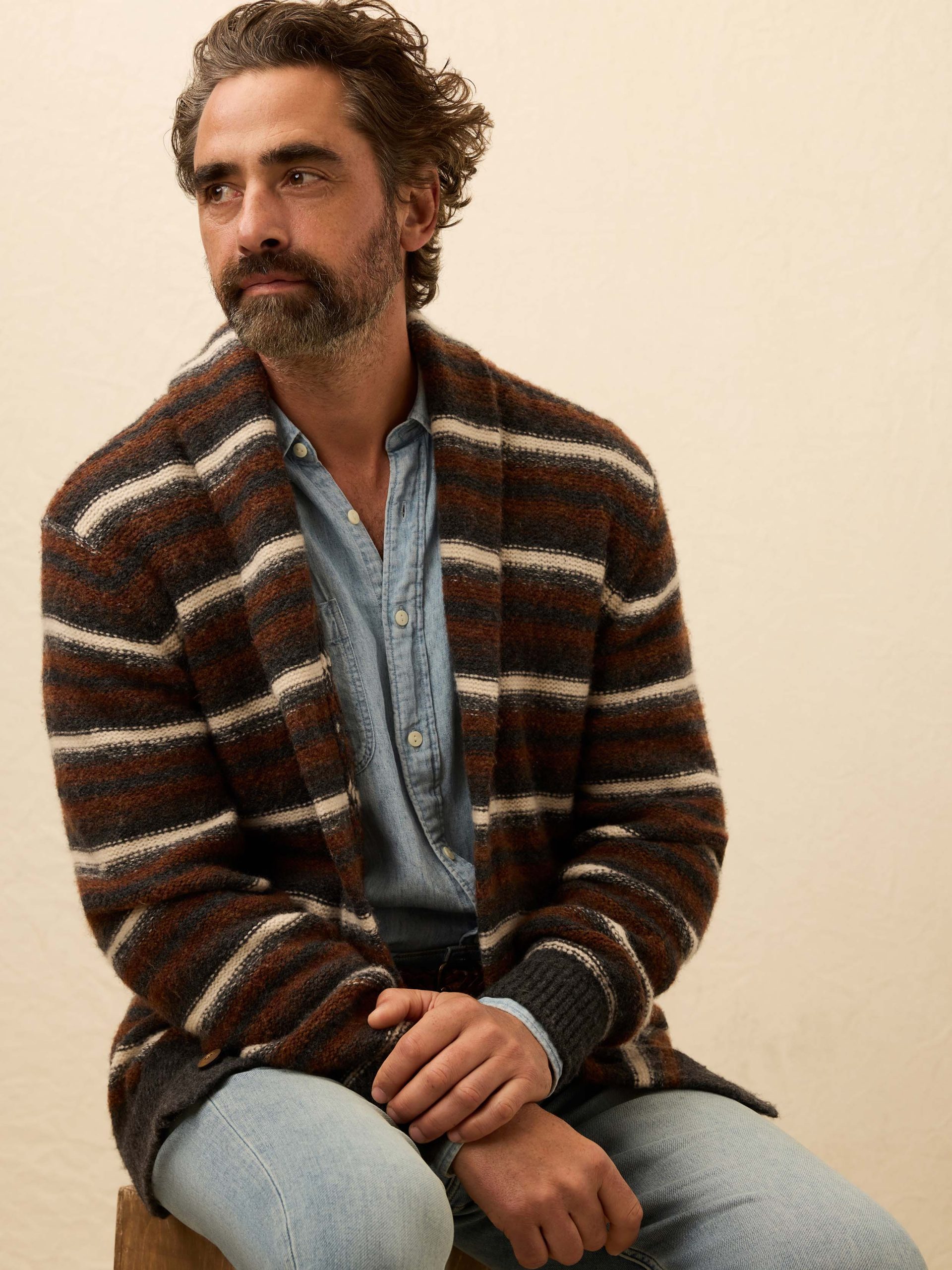 Striped Cardigan Sweater - Rocky Peak Stripe - Image 3