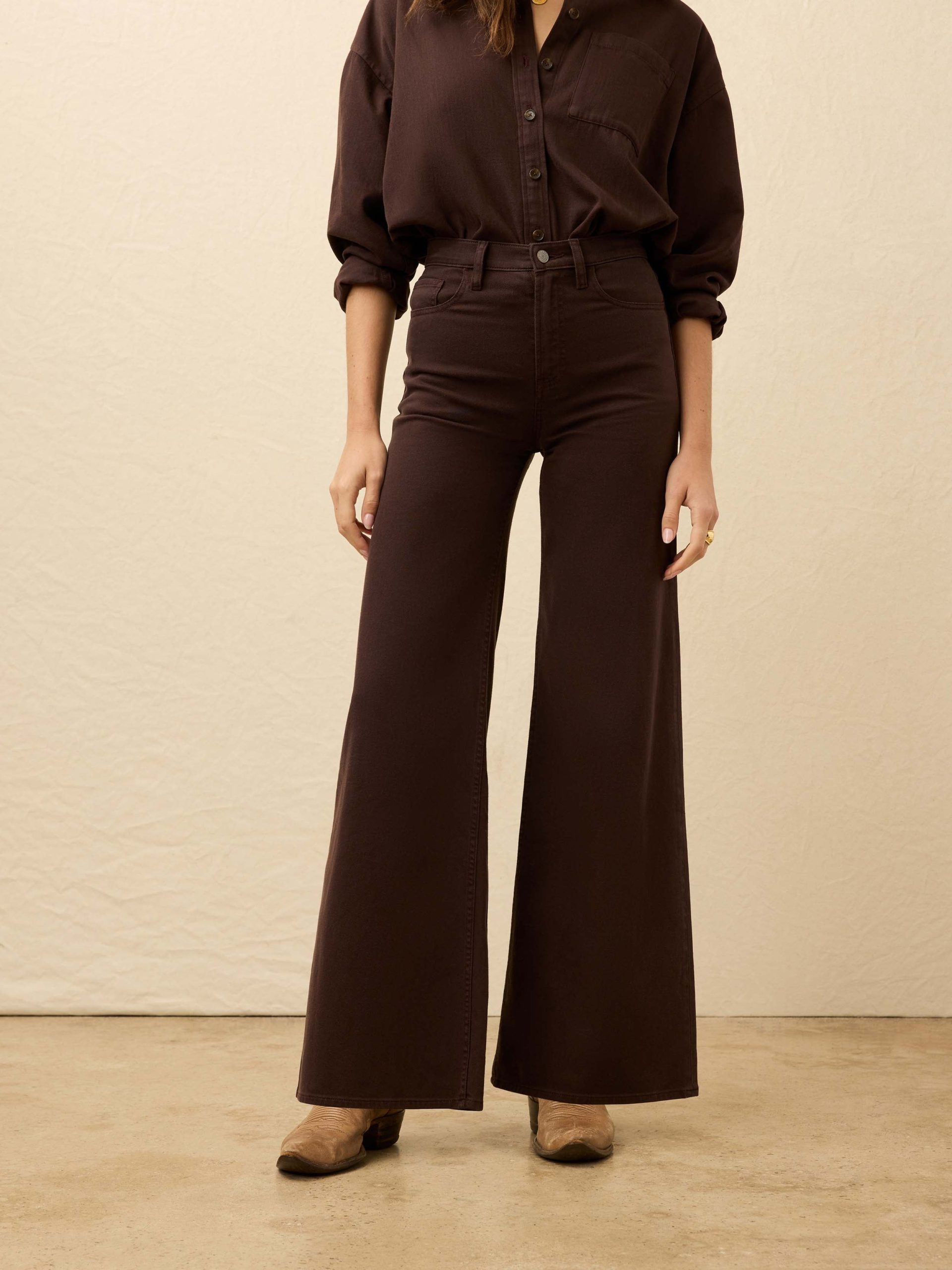 Saturday Denim Wide Leg - Chocolate Brown - Image 3