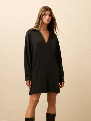 Legend? Sweater Hudson Dress - Heathered Black Twill