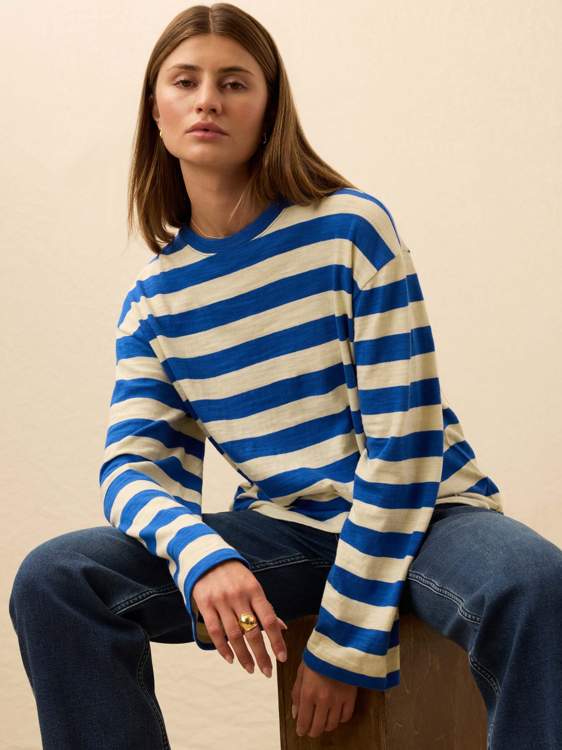 Sunwashed Slub Long-Sleeve Retro Tee - Sea Stripe - Image 4