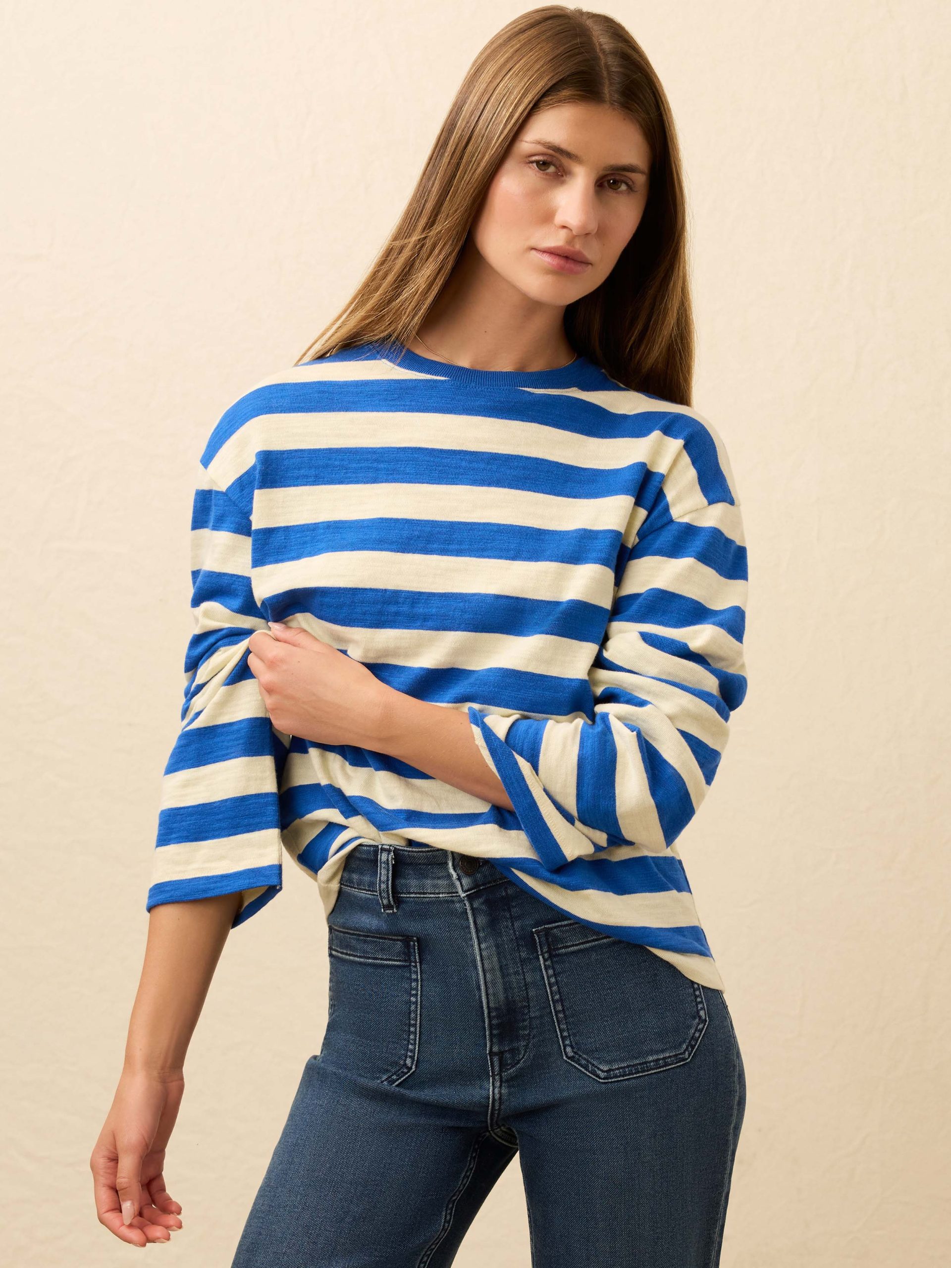 Sunwashed Slub Long-Sleeve Retro Tee - Sea Stripe - Image 3