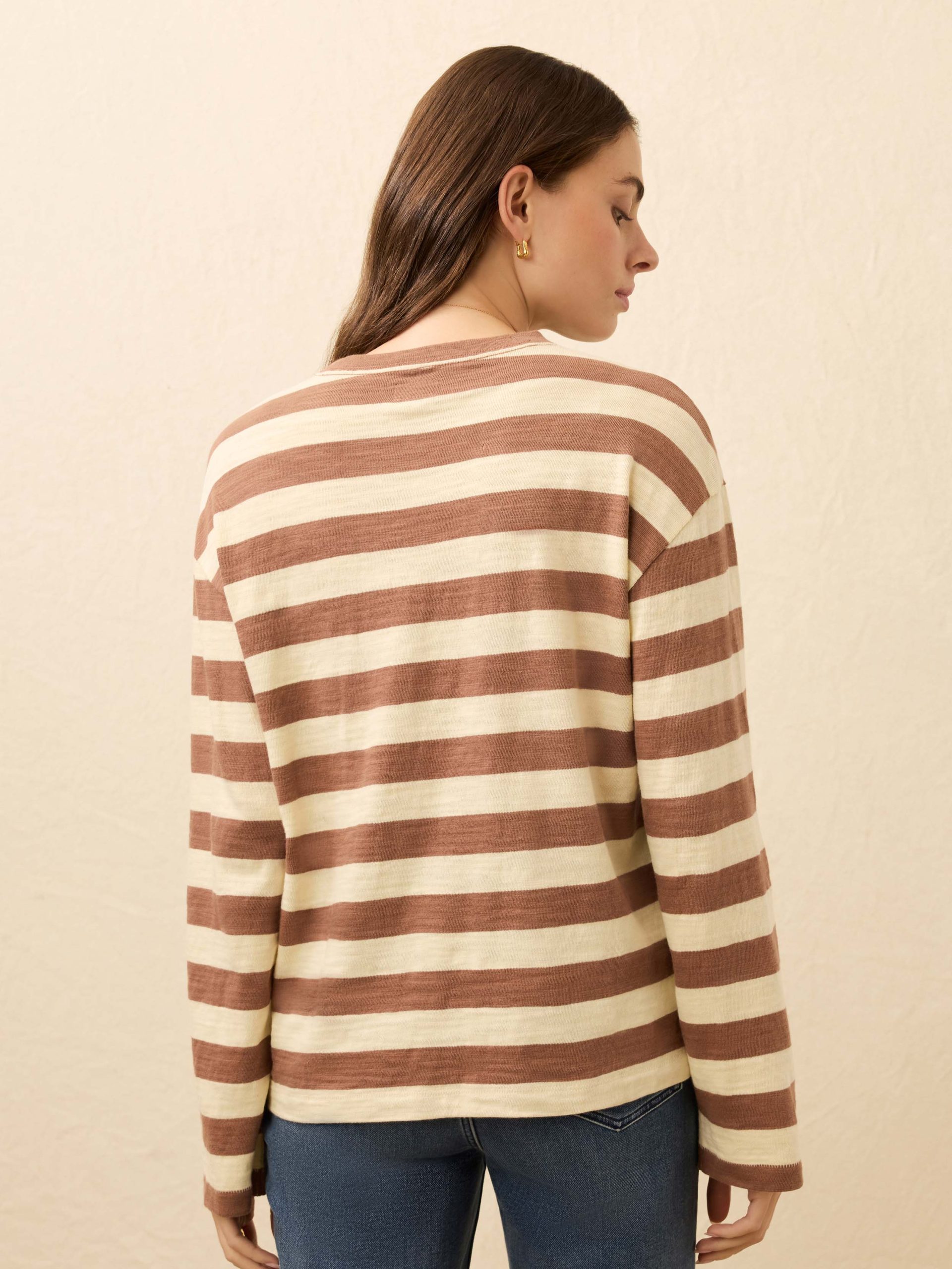 Sunwashed Slub Long-Sleeve Retro Tee - Nutmeg Stripe - Image 5
