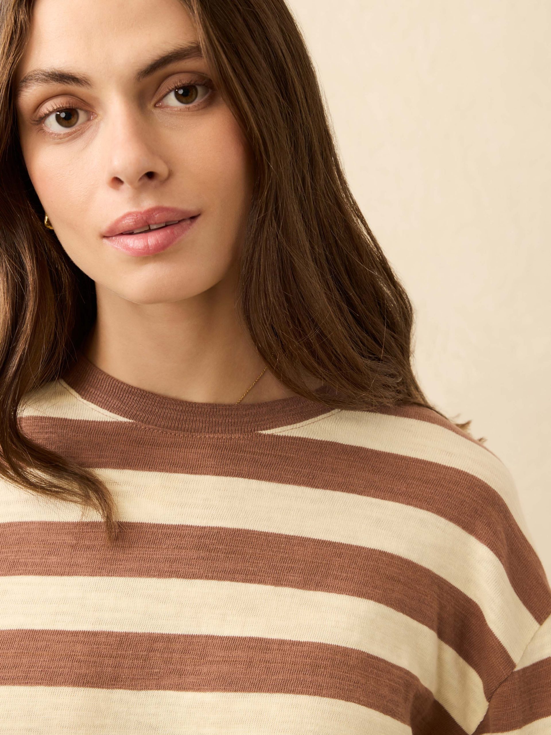Sunwashed Slub Long-Sleeve Retro Tee - Nutmeg Stripe - Image 3