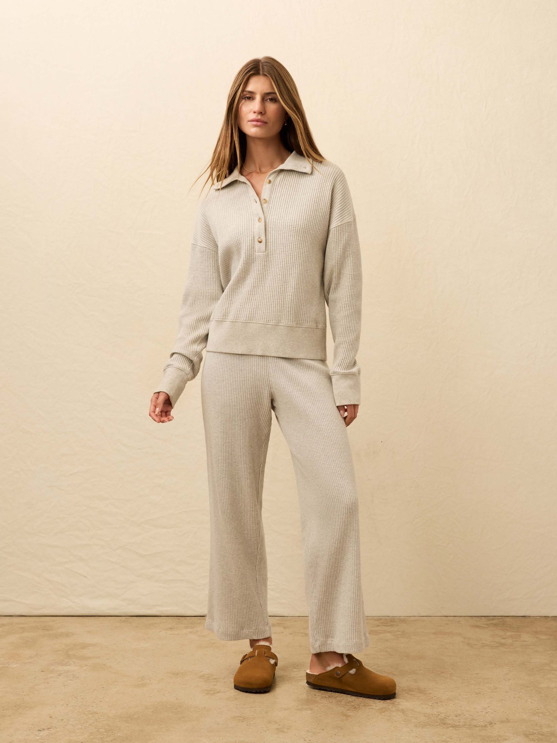 Apr??s Waffle Henley - Light Grey Heather - Image 4