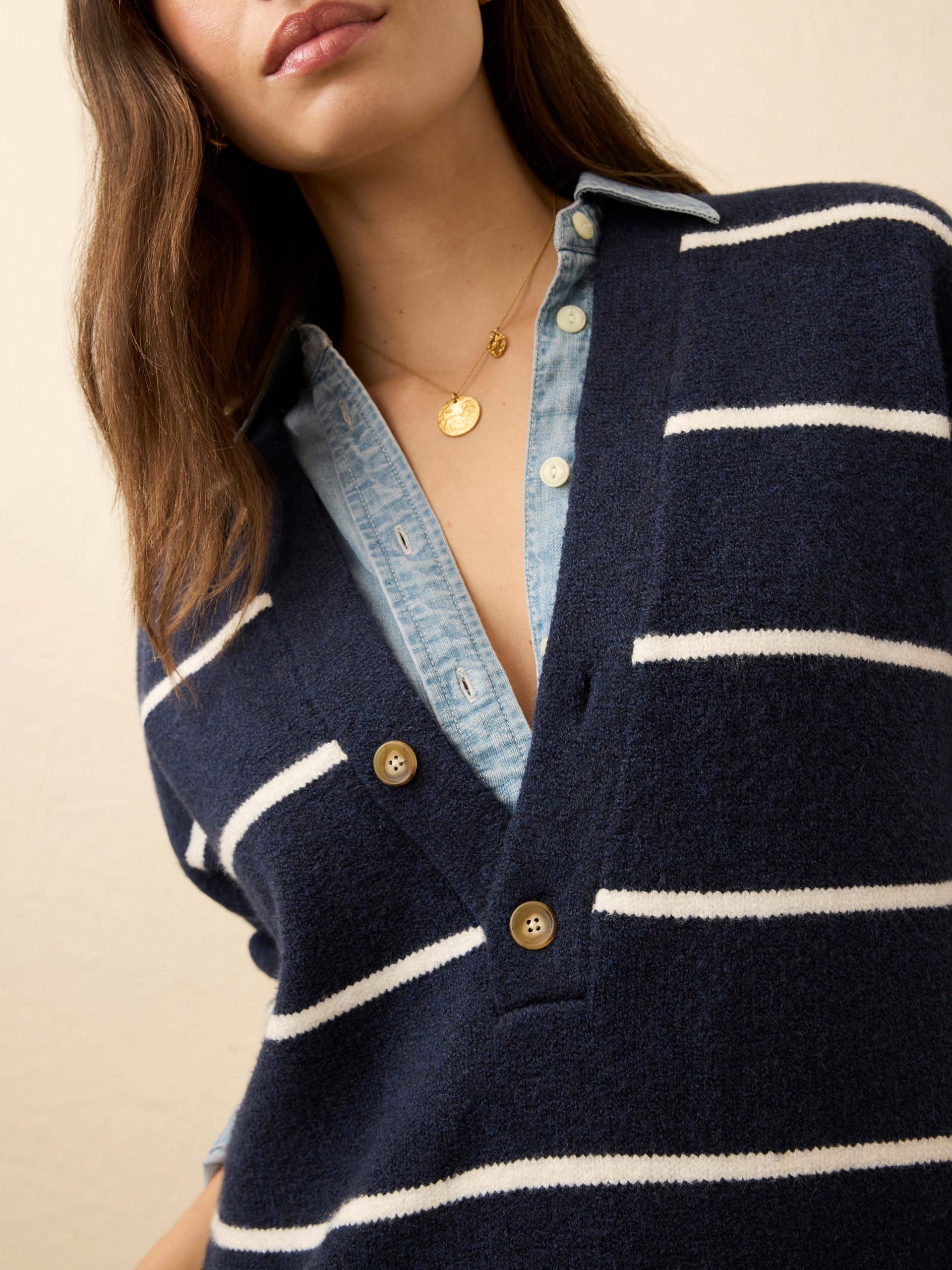 Jackson V Neck Popover - Norman Navy Stripe - Image 5