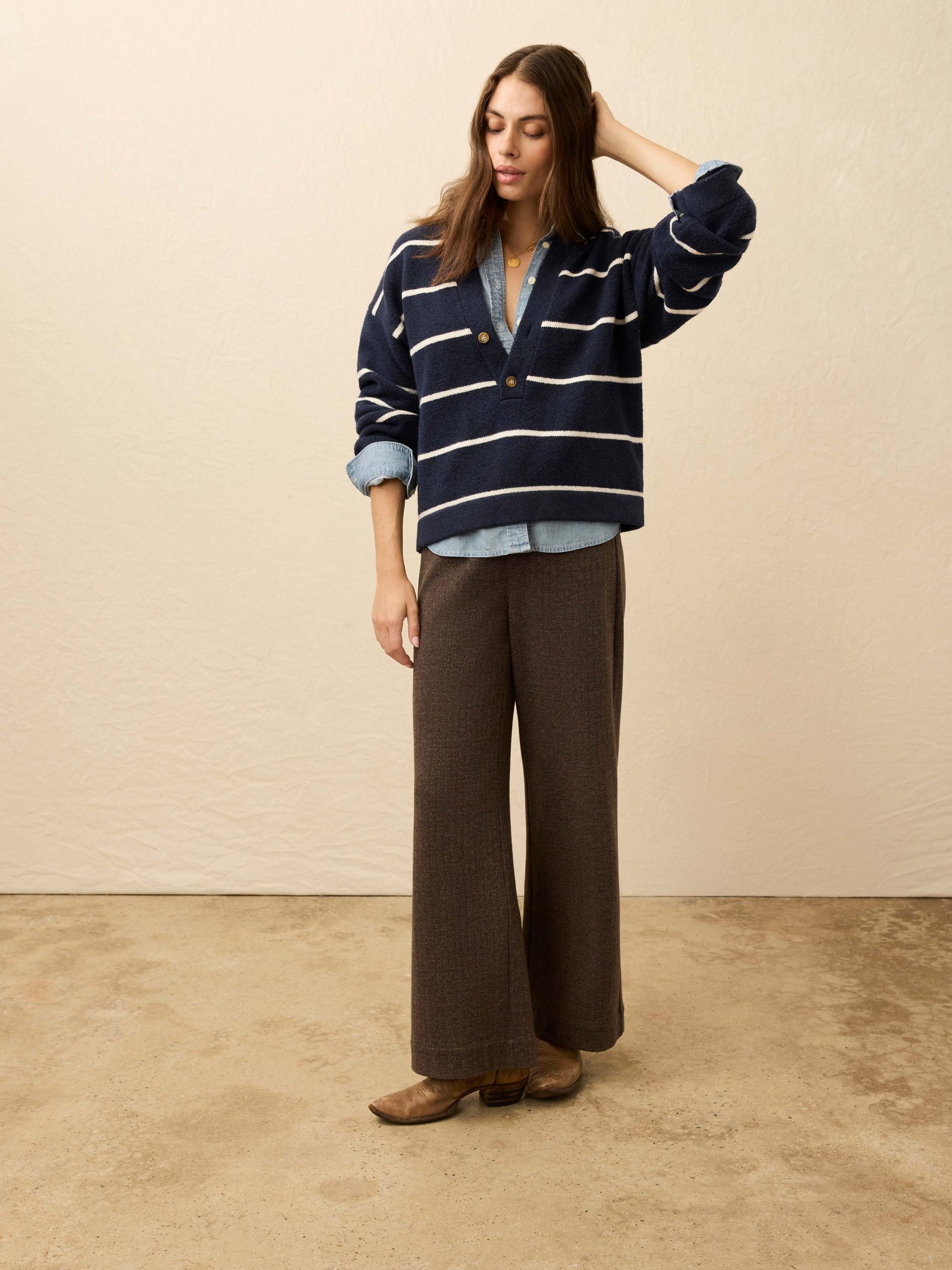 Jackson V Neck Popover - Norman Navy Stripe - Image 2