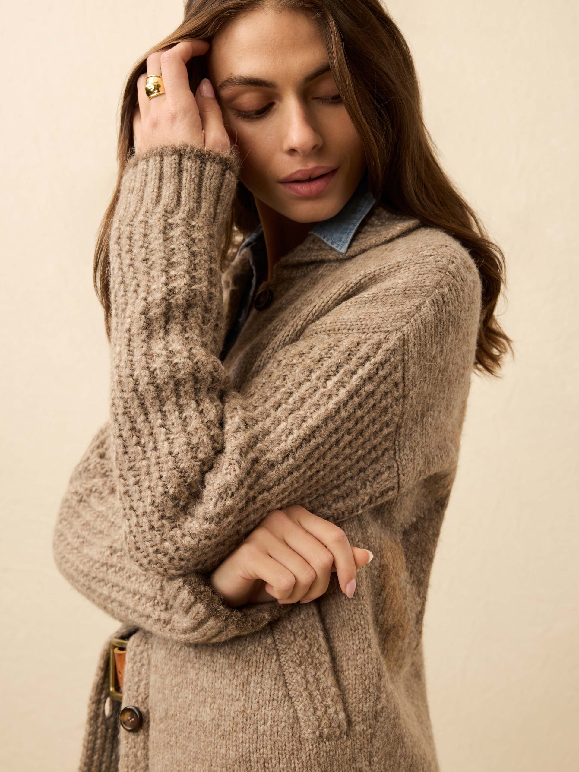 Alpaca Lost Trails Cardigan - Oatmeal - Image 3