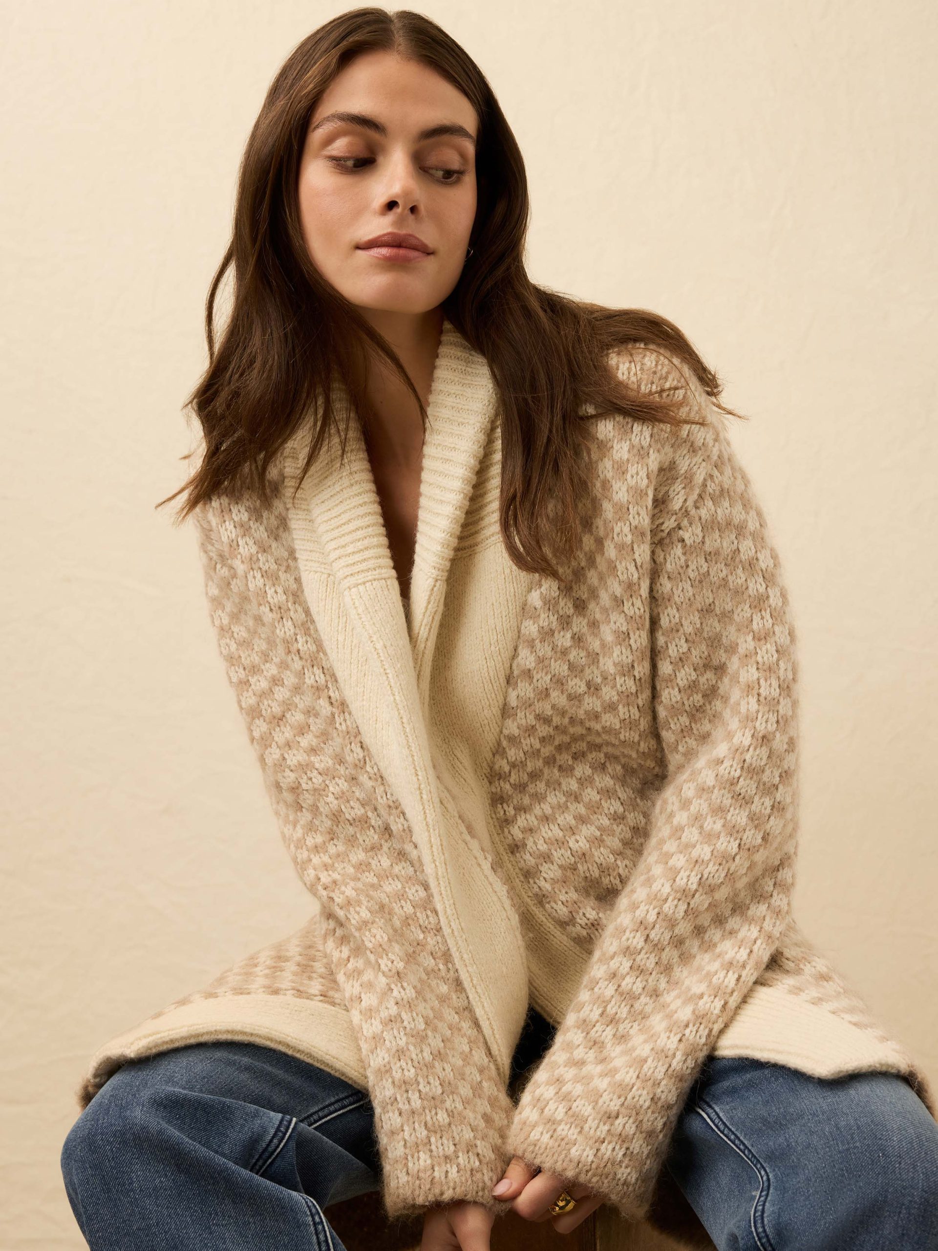 Alpaca Cabin Sweater Coat - Cream - Image 4