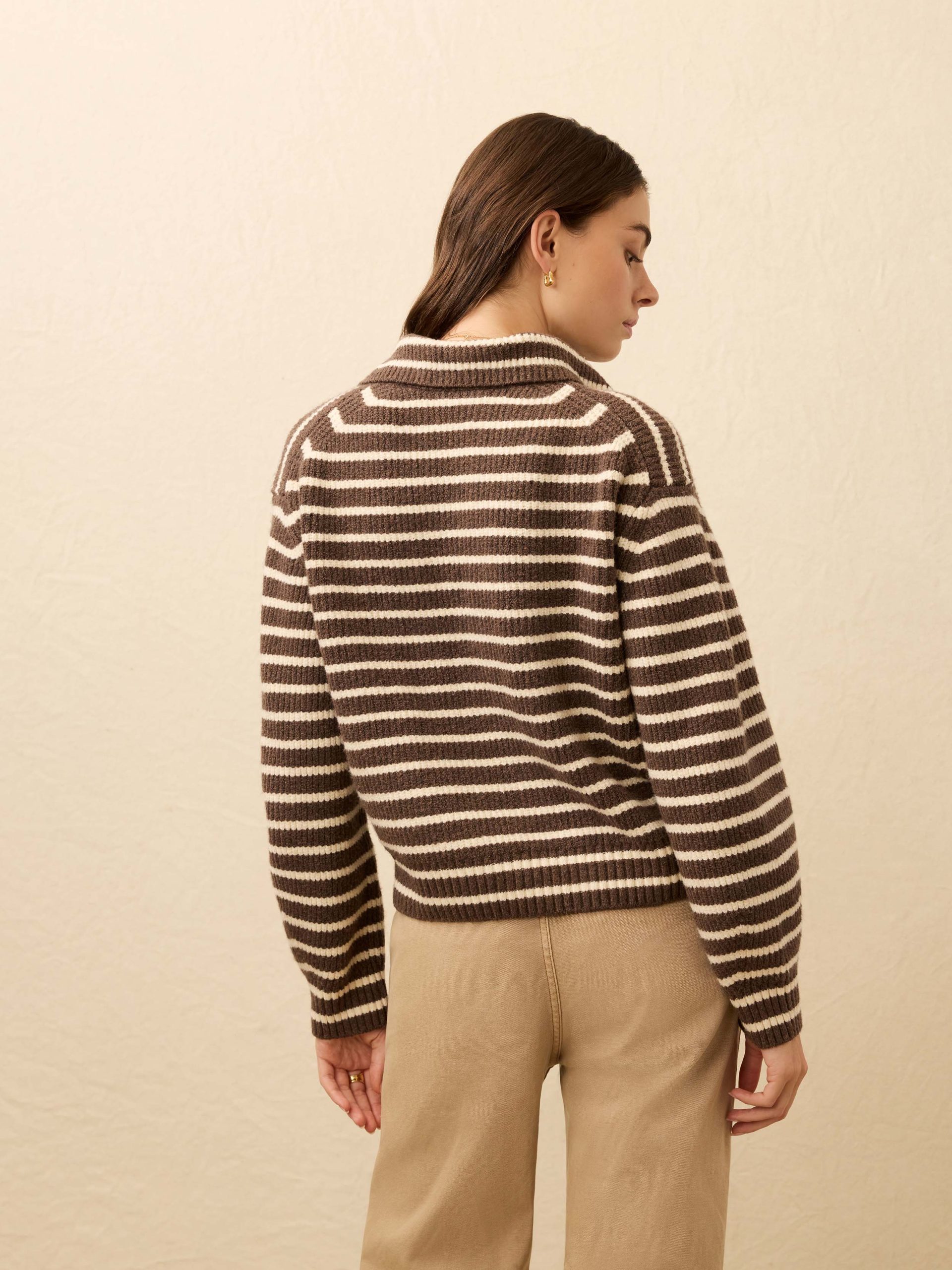 Jackson Quarter Zip - Mocha Stripe - Image 4