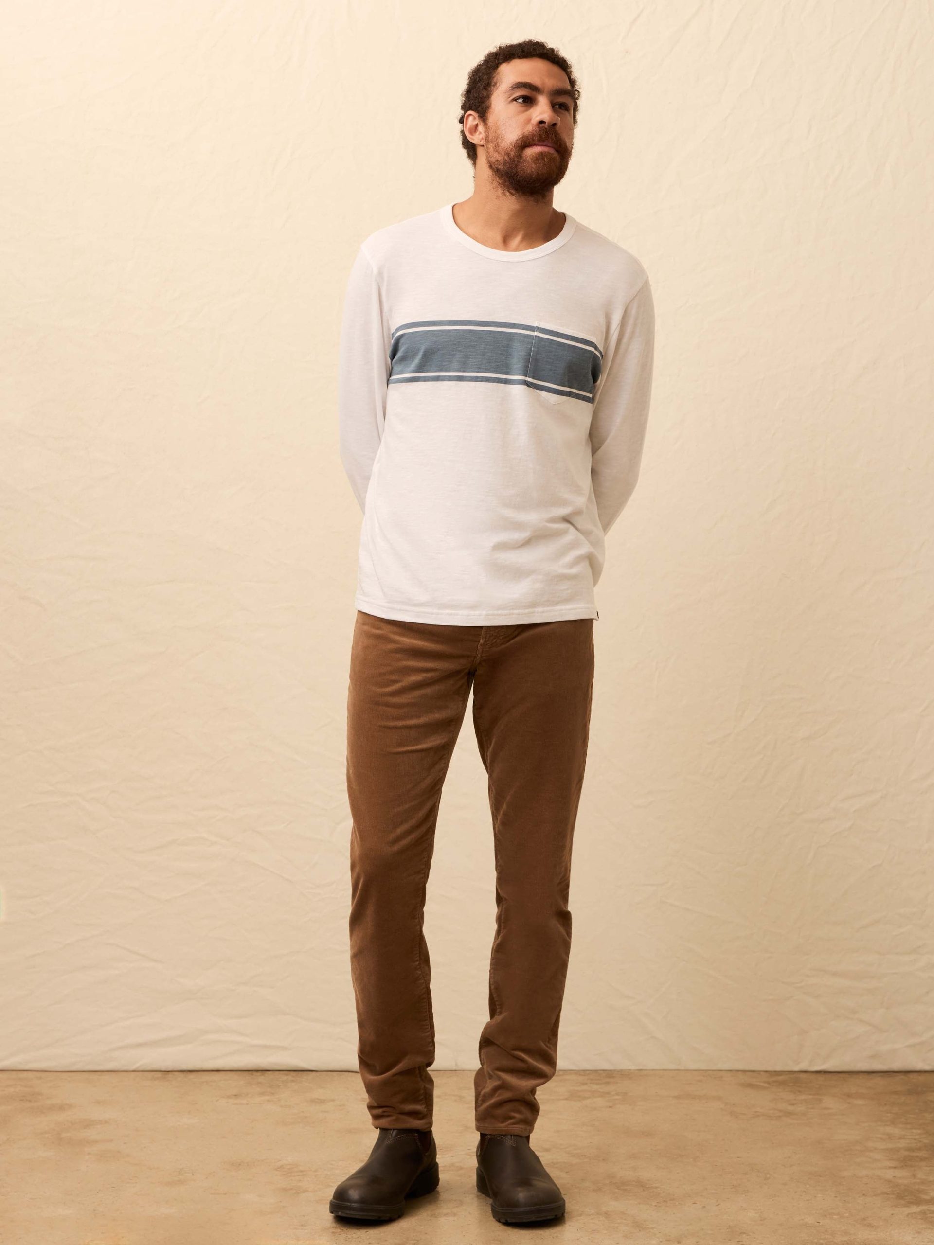 Long-Sleeve Sunwashed Pocket Tee - White Surf Stripe - Image 5