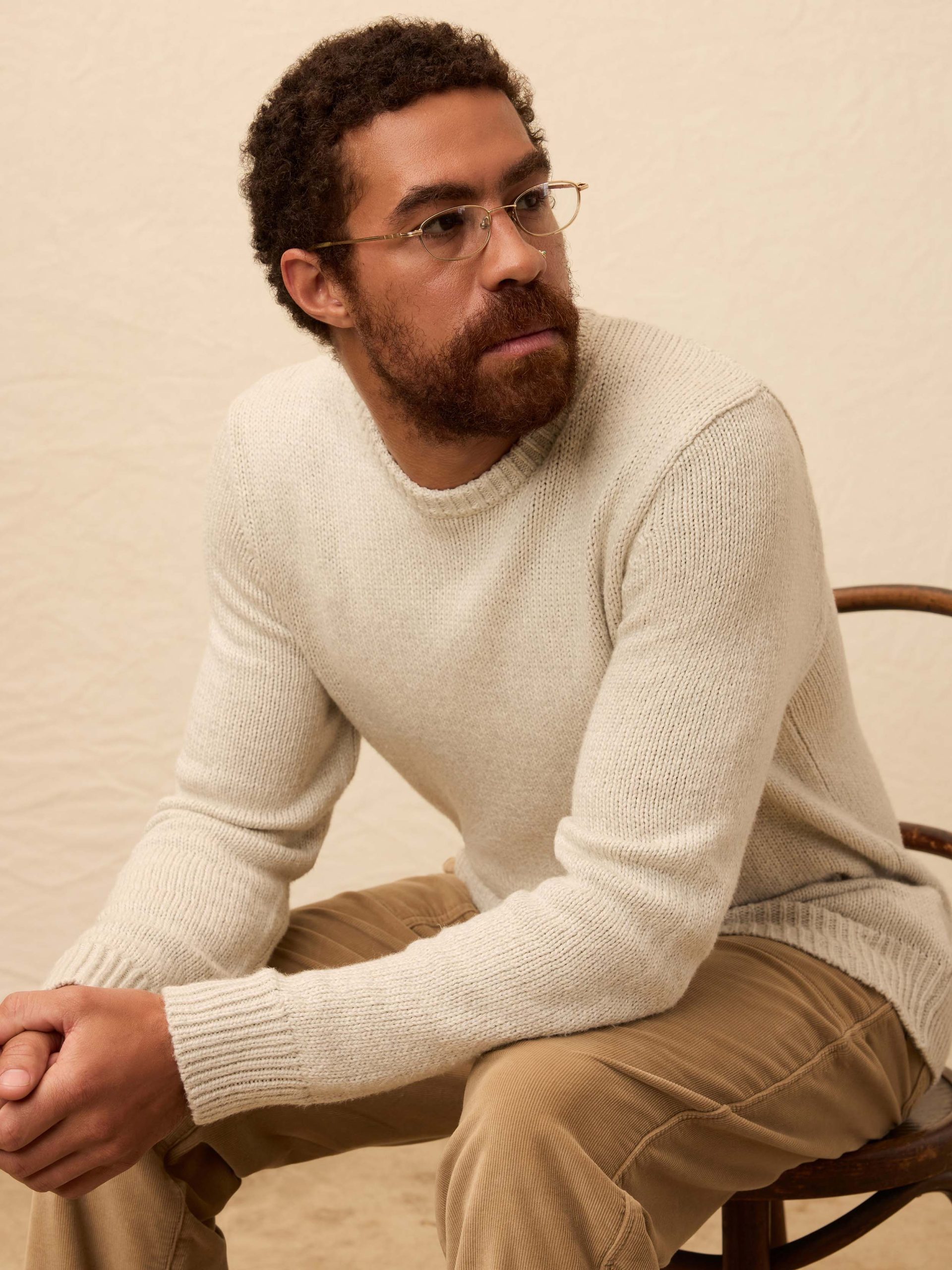 Heirloom Cotton Crewneck Sweater - Heather Grey - Image 3