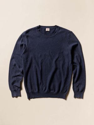 Light Weight Cotton Crewneck - Ravine Navy