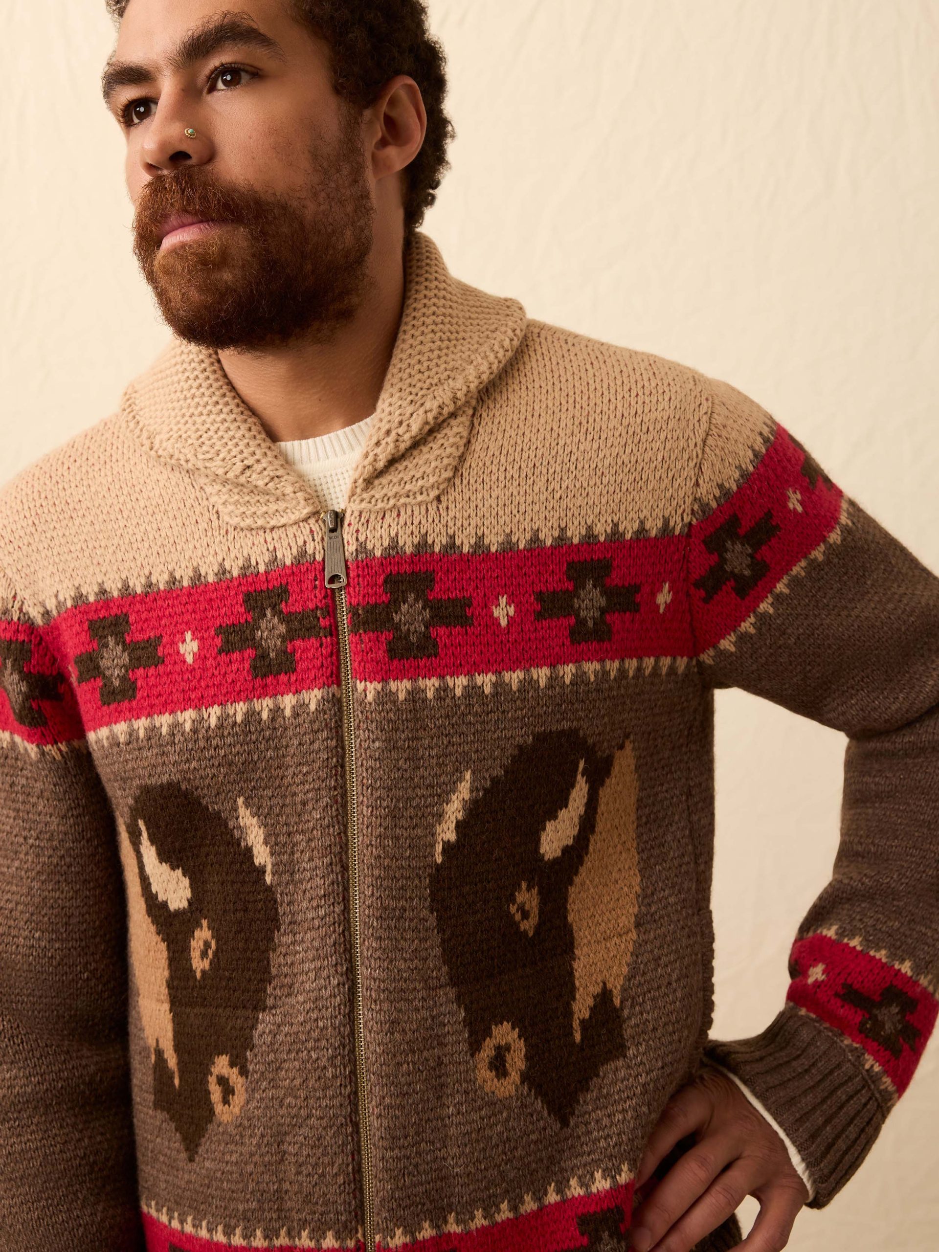 Steven Paul Judd Buffalo Zip Cardigan - Brown Winter Prairie - Image 4