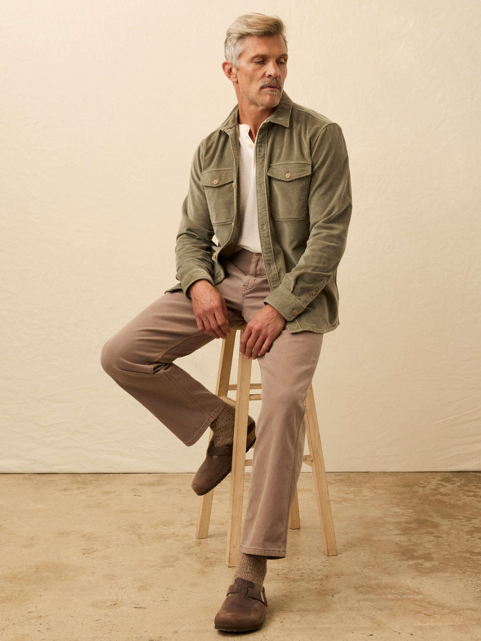 Stretch Terry Corduroy Workshirt - Light Pine - Image 4