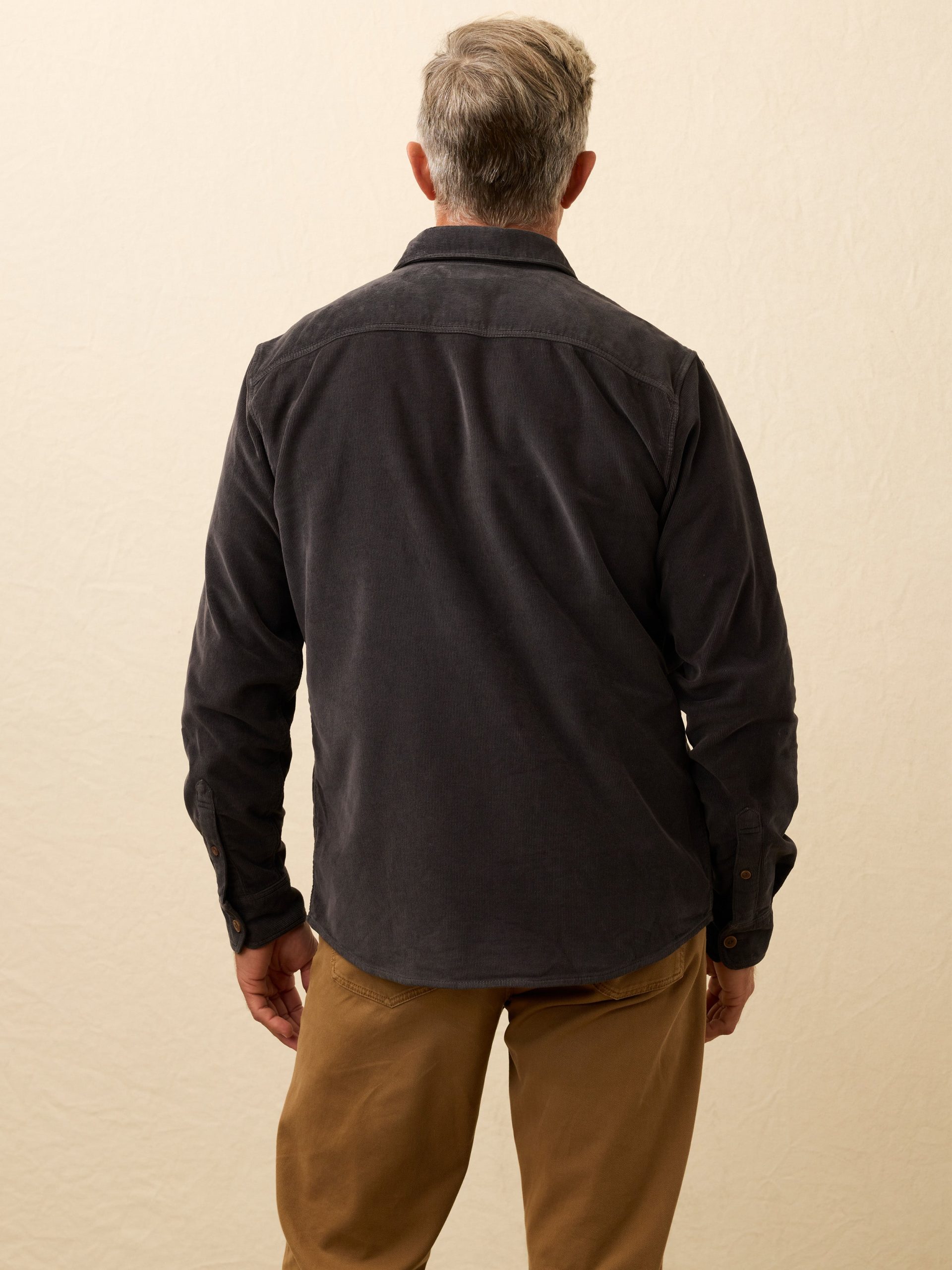 Stretch Terry Corduroy Workshirt - Washed Charcoal - Image 3