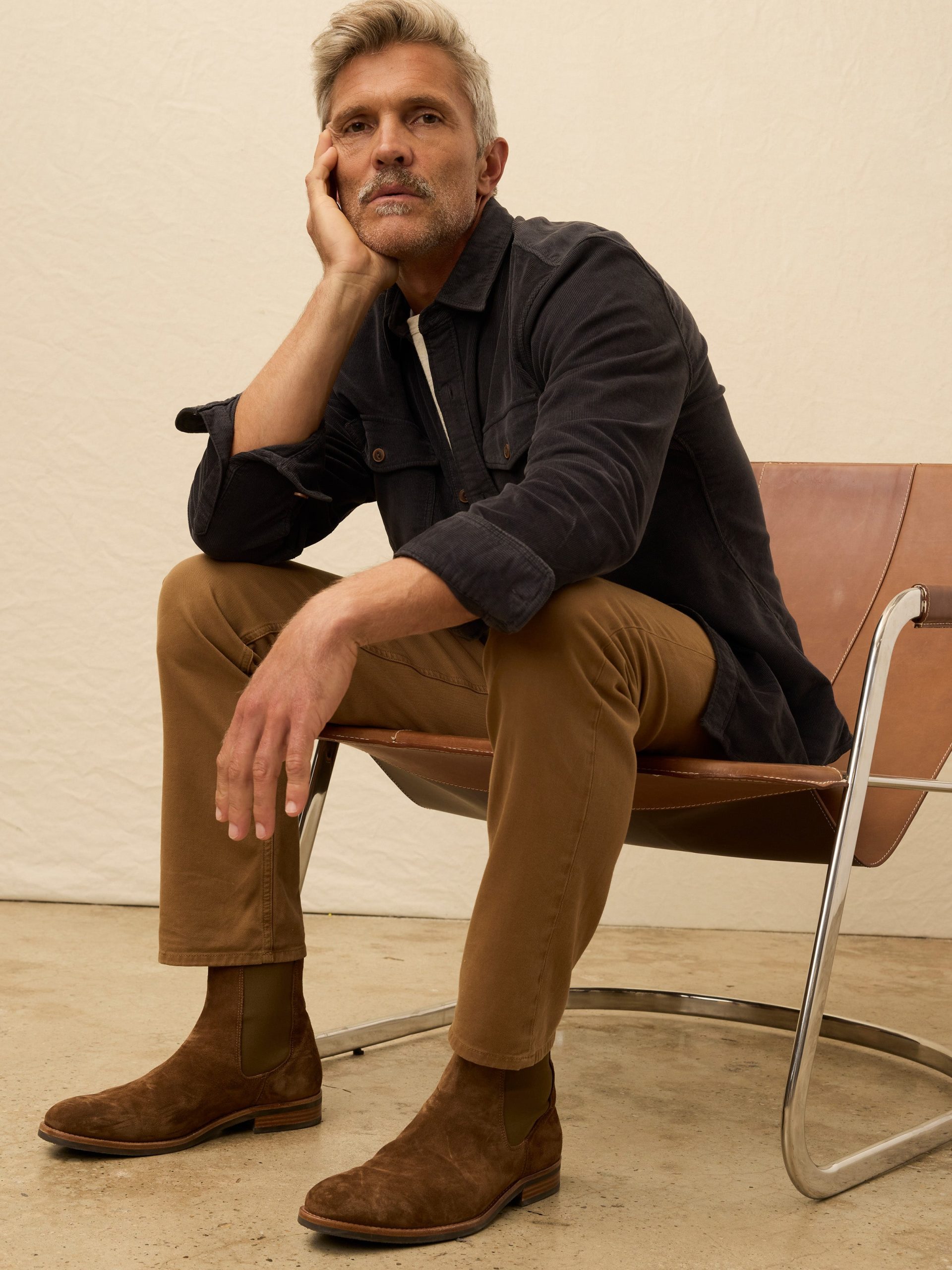 Stretch Terry Corduroy Workshirt - Washed Charcoal - Image 4