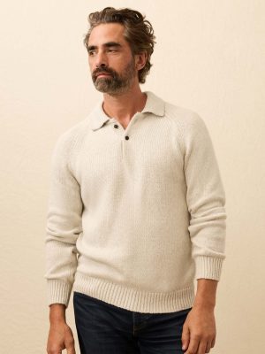 Heirloom Long-Sleeve Sweater Polo - Heather Grey